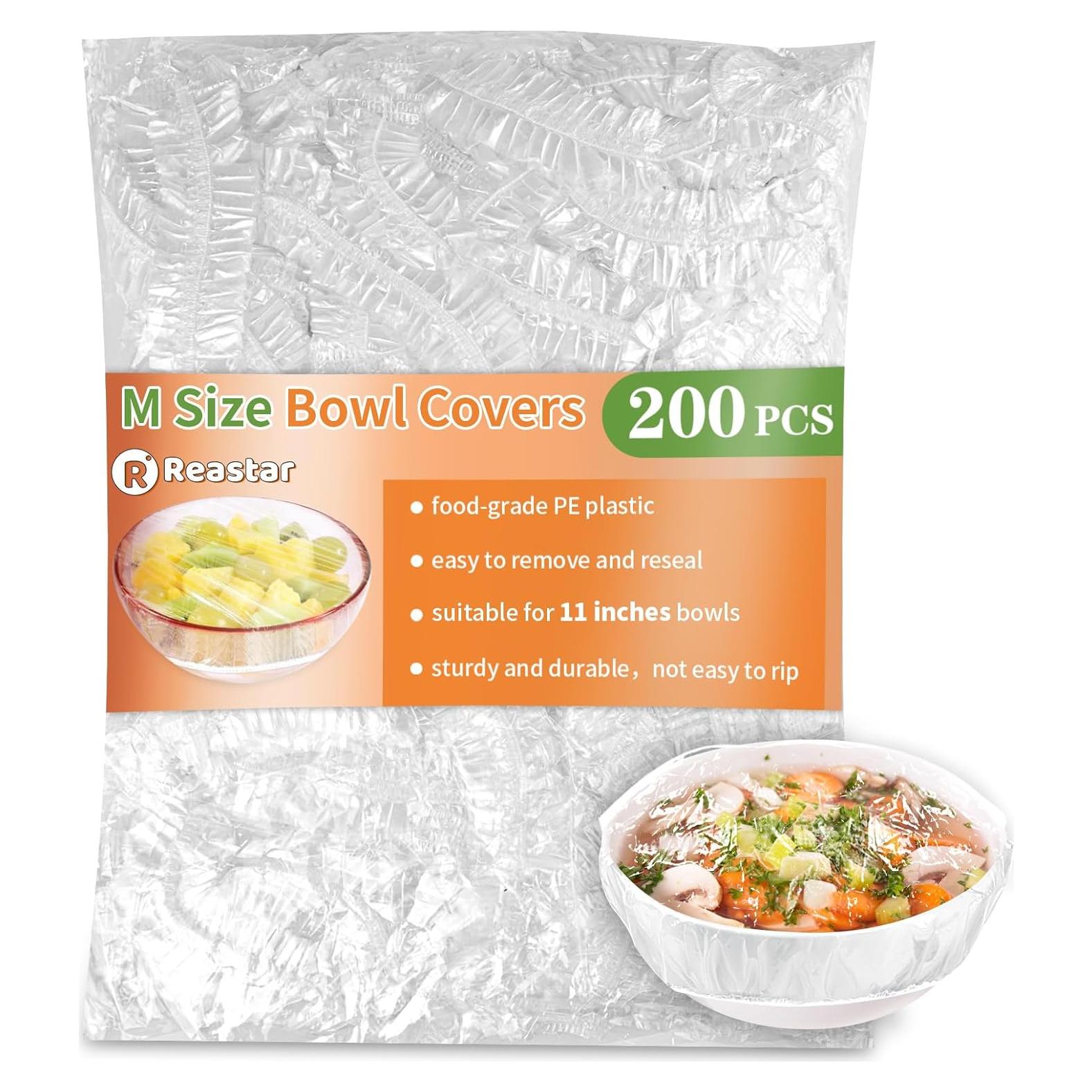 200 Cubiertas de Tazón de Plástico Reutilizables Reastar 28 cm