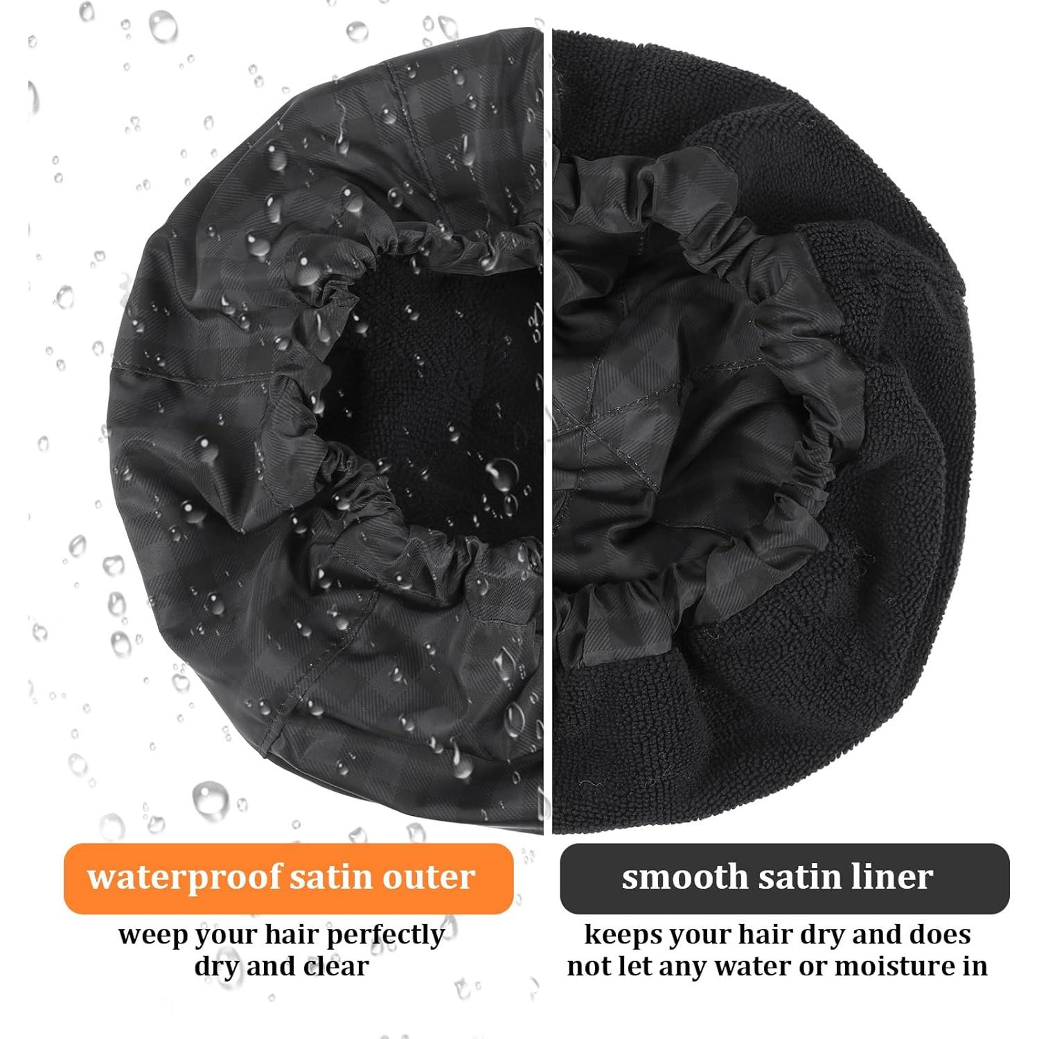 Gorro de Ducha Impermeable Negro Ajustable para Hombres