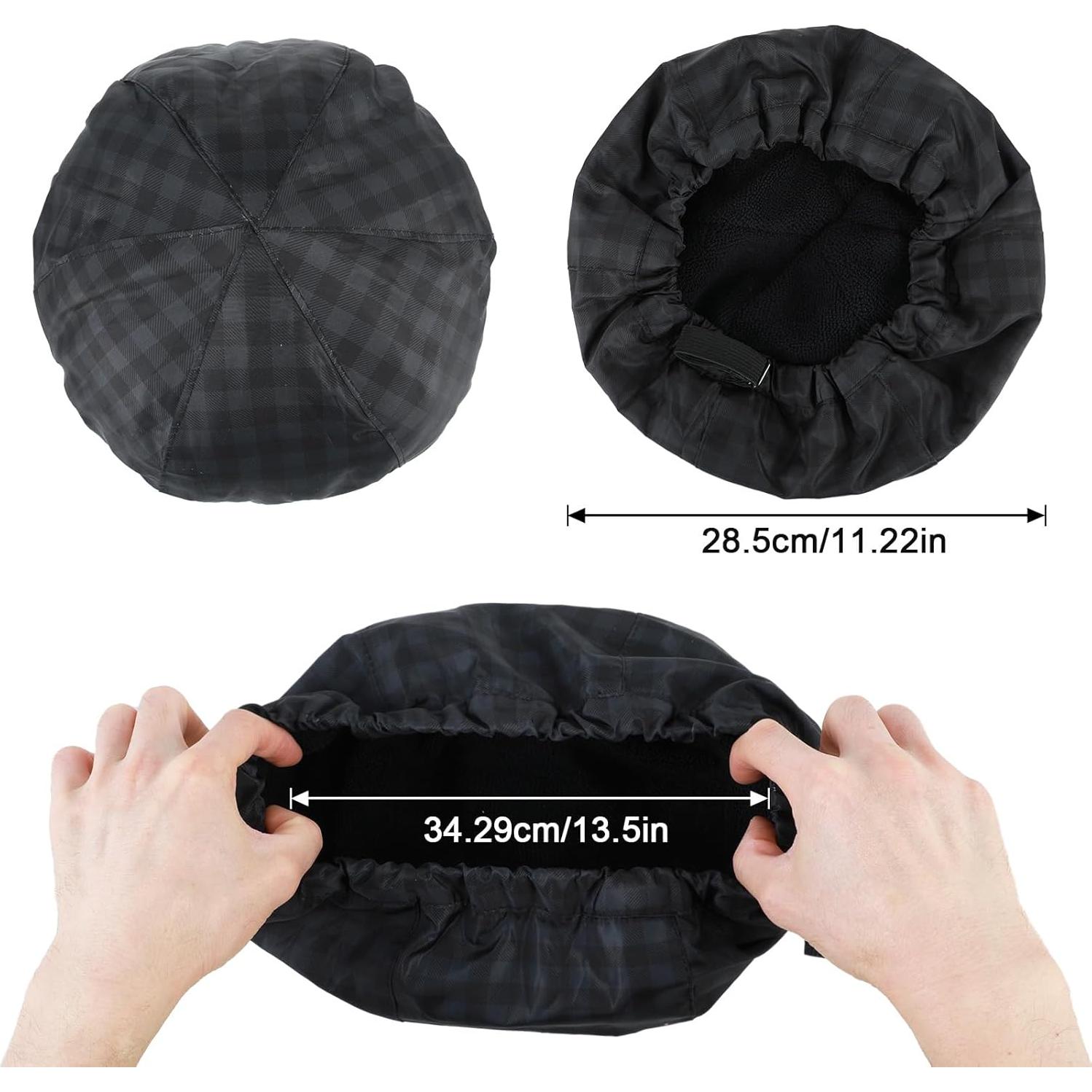 Gorro de Ducha Impermeable Negro Ajustable para Hombres