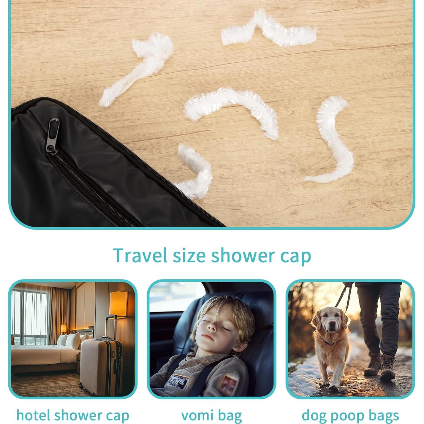 100 Gorras de Ducha Desechables RAQEHO - Impermeables para Cabello