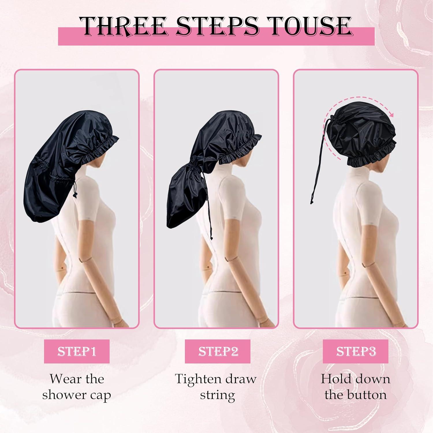 Gorros de Ducha Grandes para Mujeres - 2 PCS Impermeables