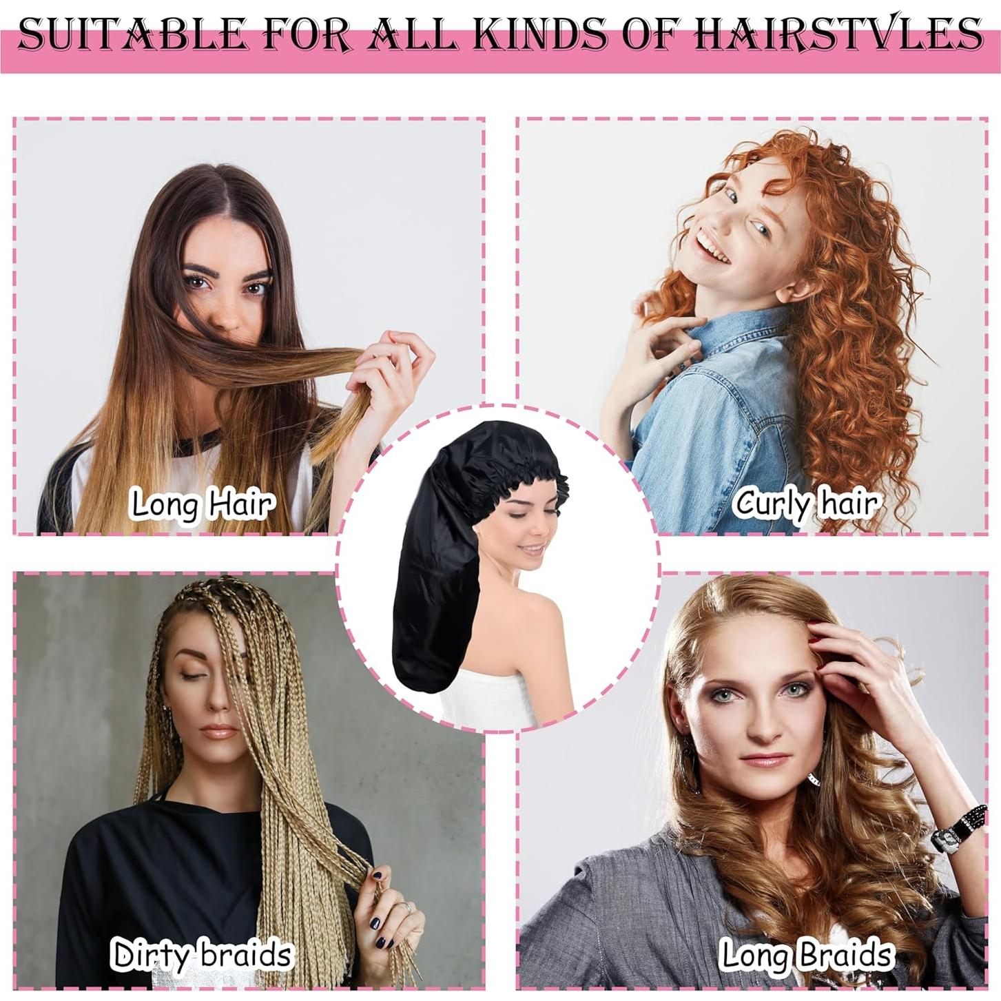 Gorros de Ducha Grandes para Mujeres - 2 PCS Impermeables