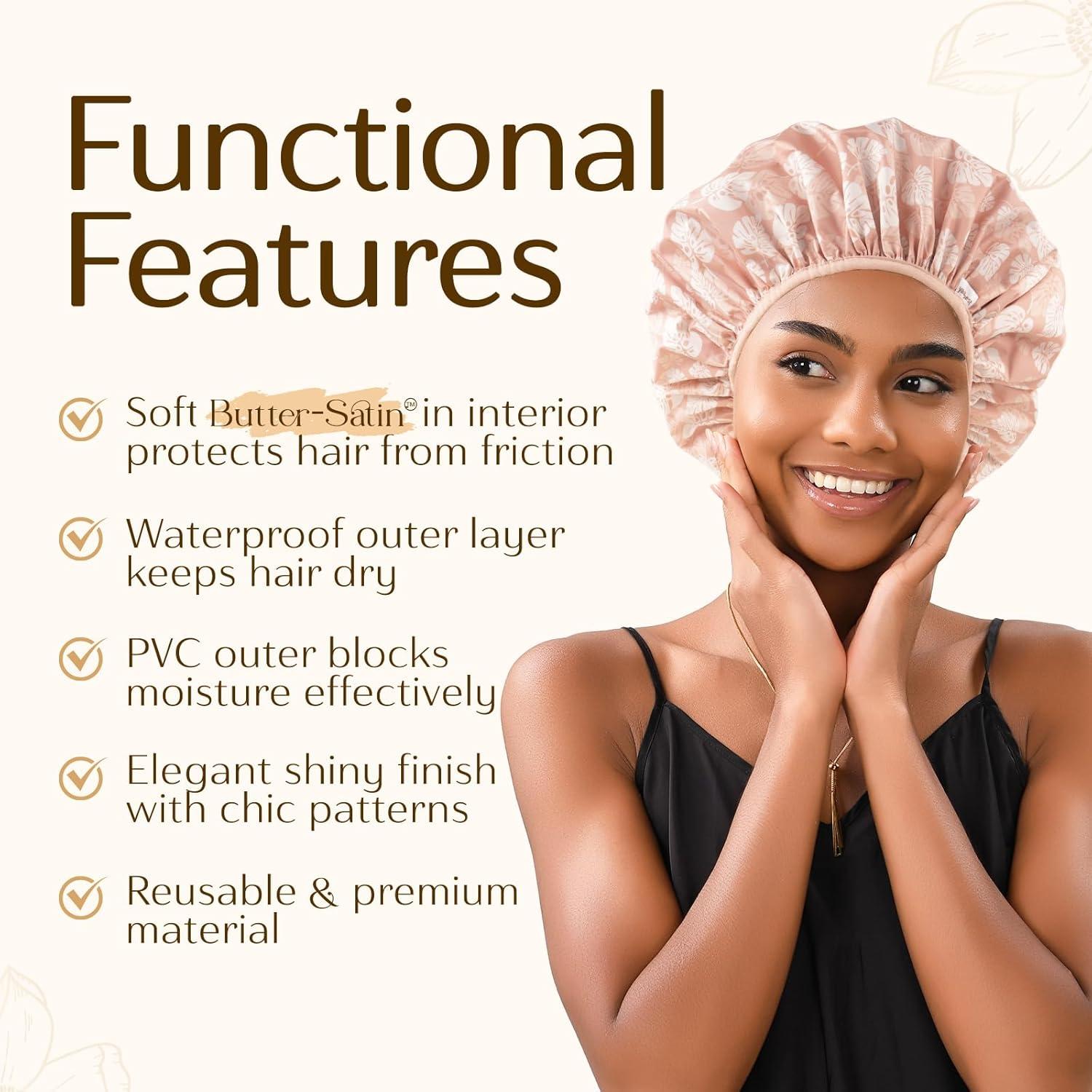 Gorro de Ducha Yanibest Rosa Impermeable Doble Capa Reutilizable