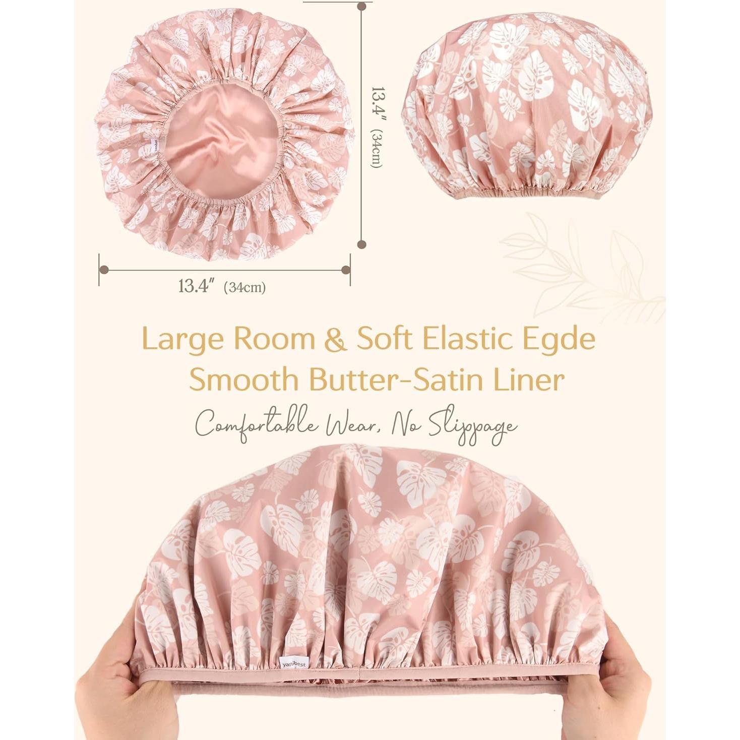 Gorro de Ducha Yanibest Rosa Impermeable Doble Capa Reutilizable