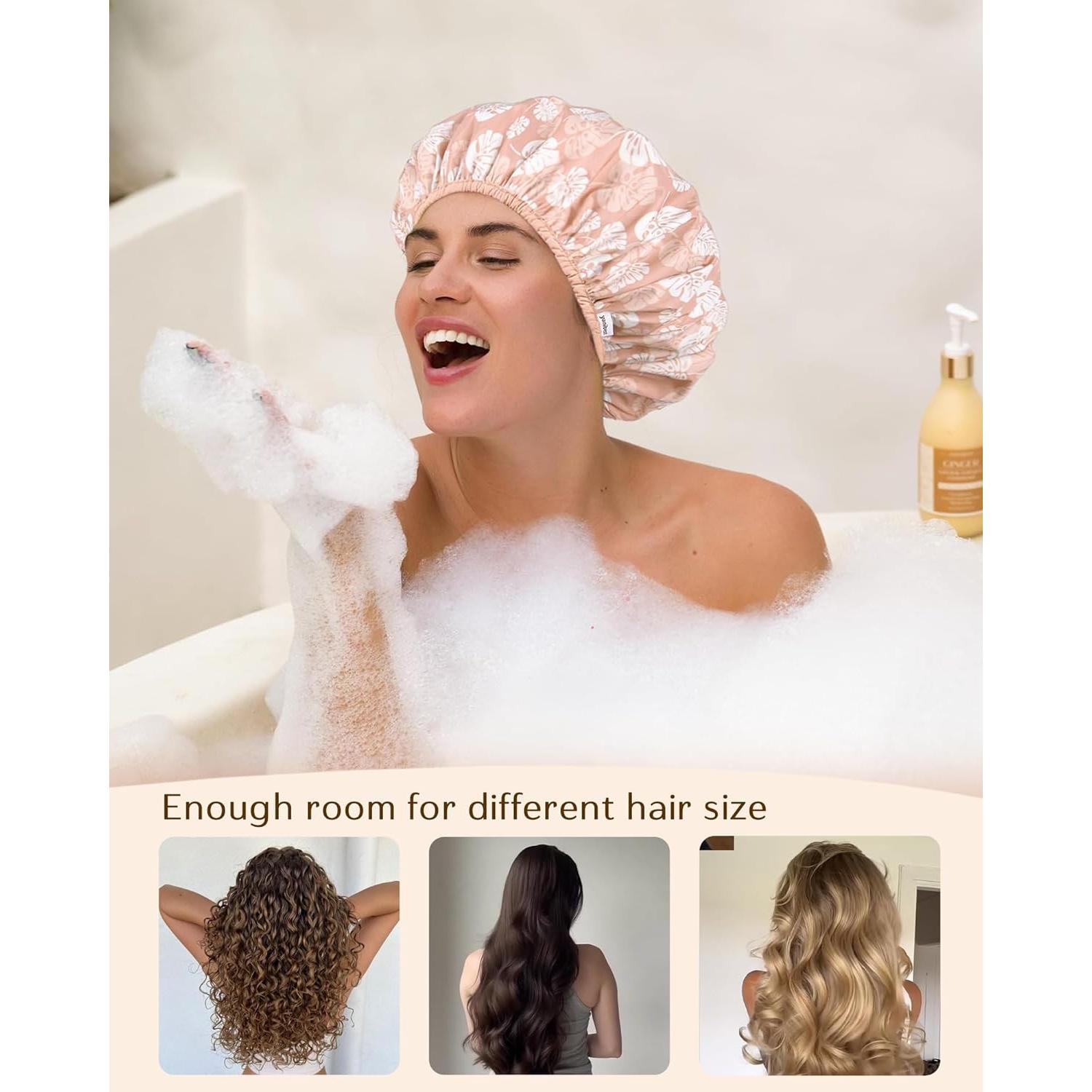 Gorro de Ducha Yanibest Rosa Impermeable Doble Capa Reutilizable