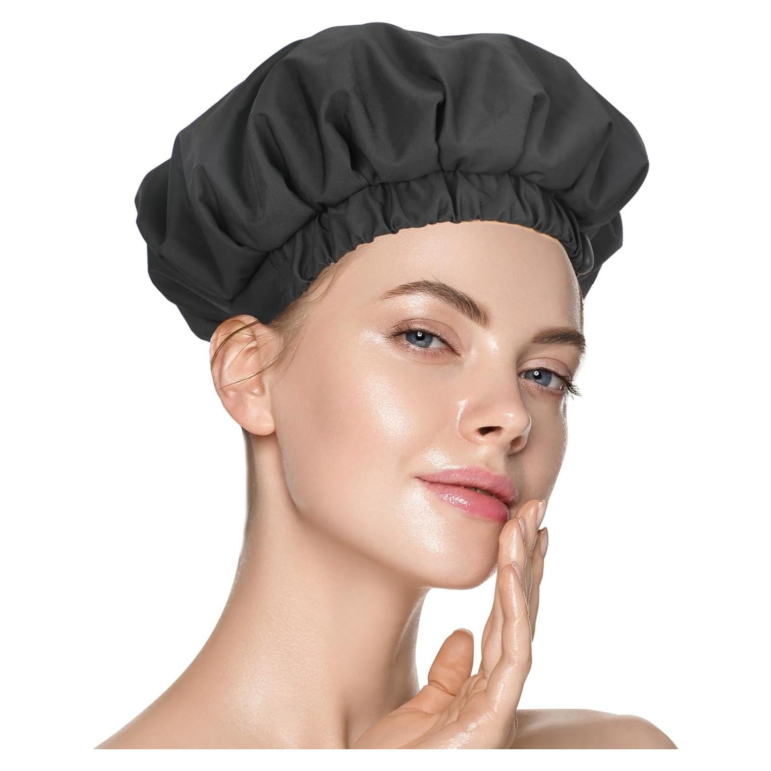 Gorro de Ducha Reutilizable Pozilan Doble Capa Impermeable Negro