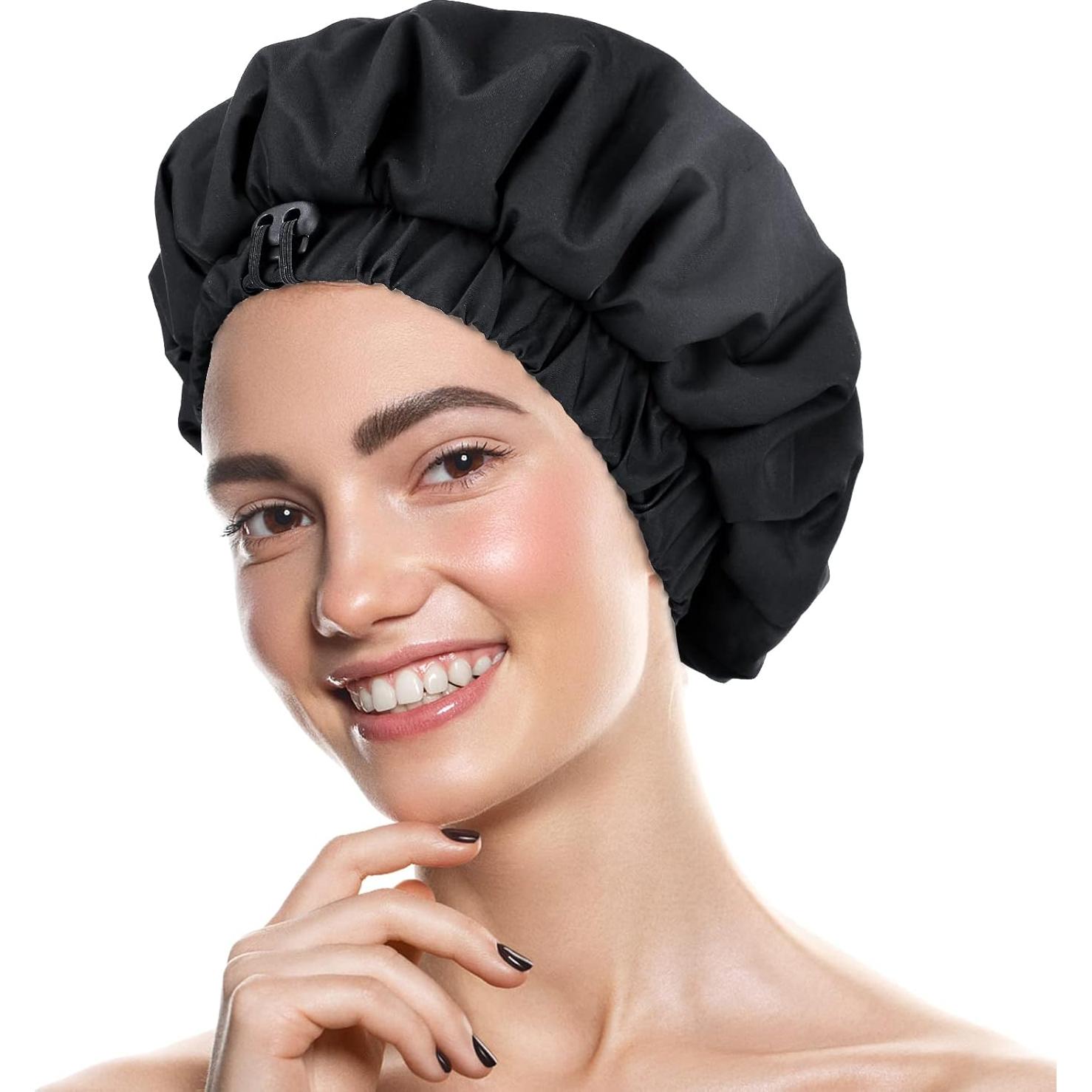 Gorro de Ducha Reutilizable Pozilan Doble Capa Impermeable Negro