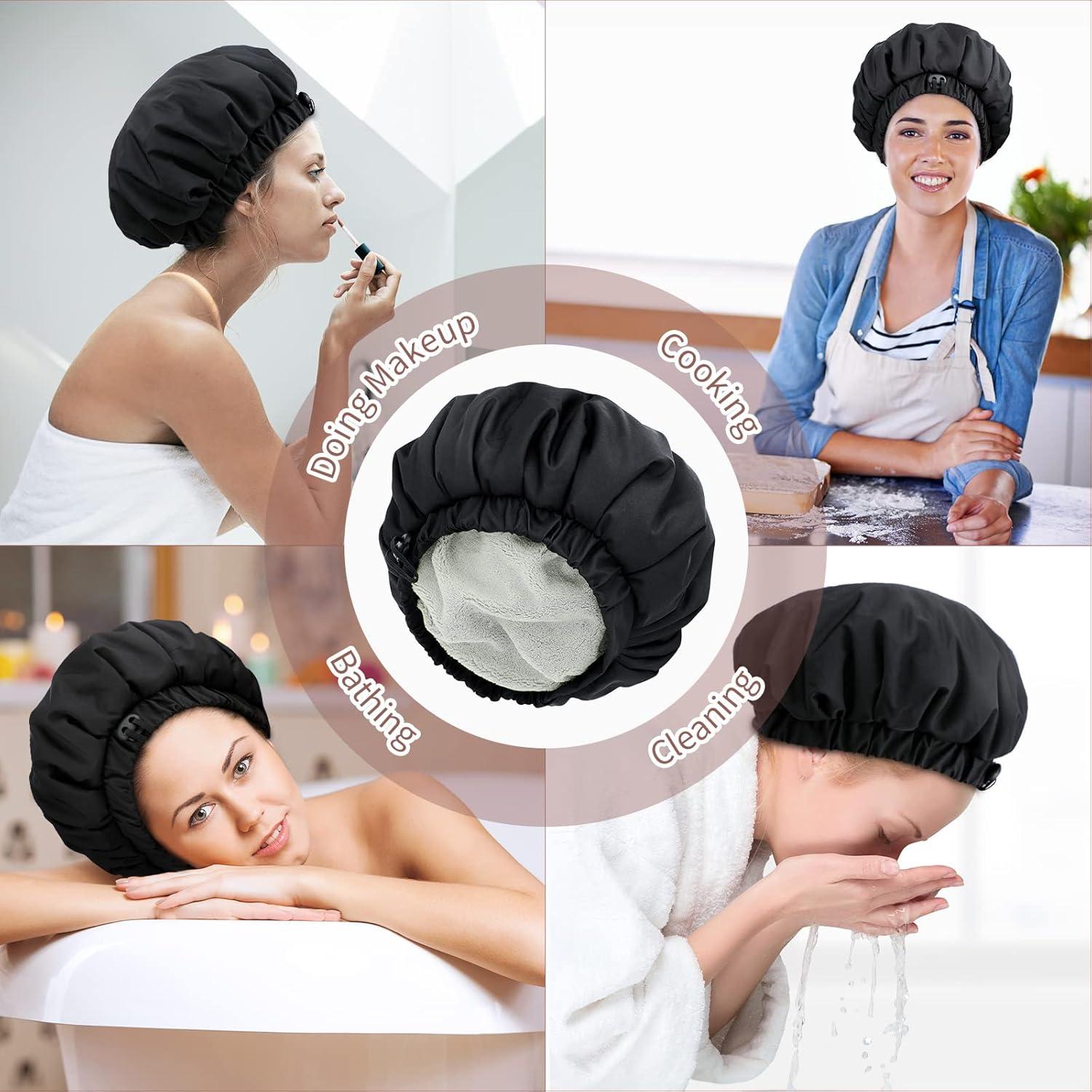 Gorro de Ducha Reutilizable Pozilan Doble Capa Impermeable Negro