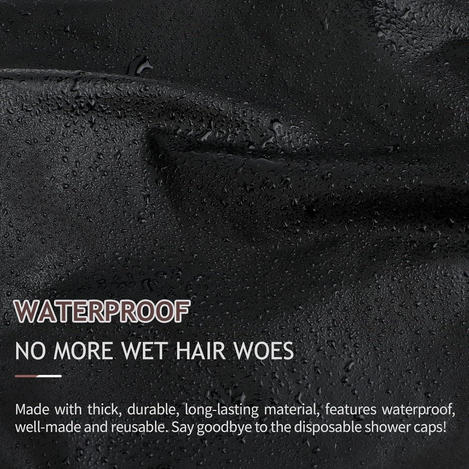 Gorro de Ducha Reutilizable Pozilan Doble Capa Impermeable Negro