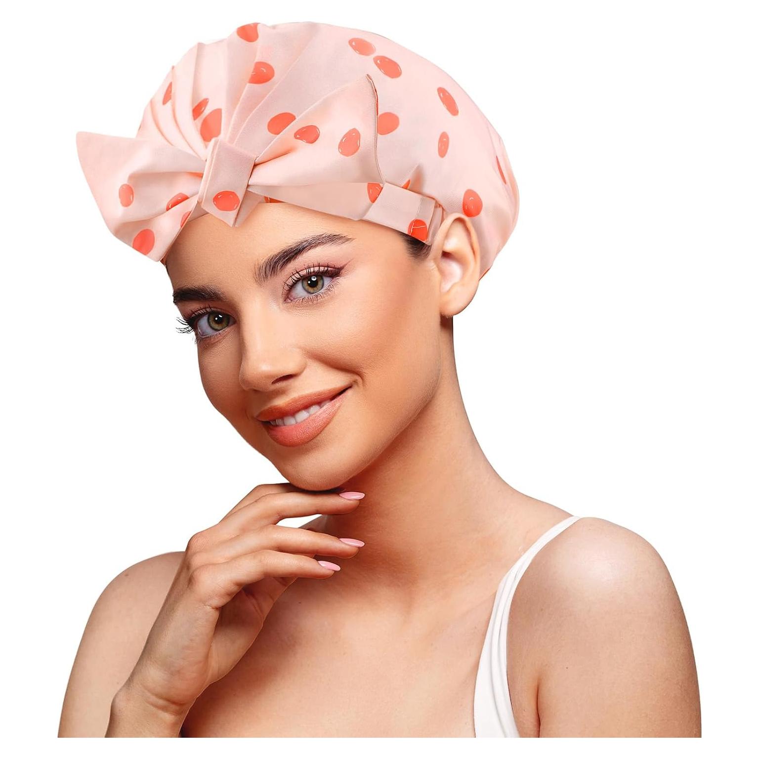 Gorro de Ducha Impermeable Geyrut Rosa Ajustable Reutilizable