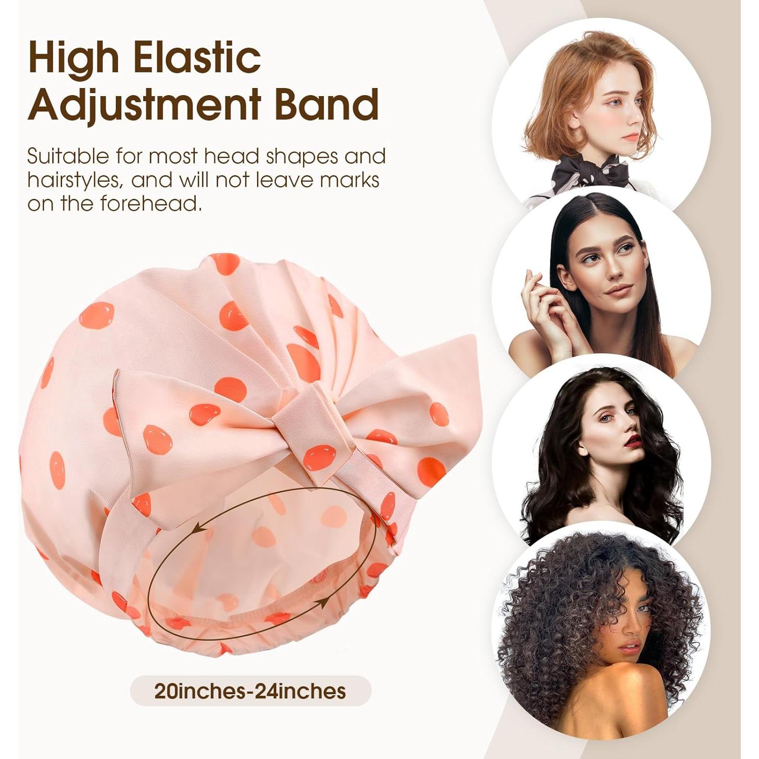 Gorro de Ducha Impermeable Geyrut Rosa Ajustable Reutilizable