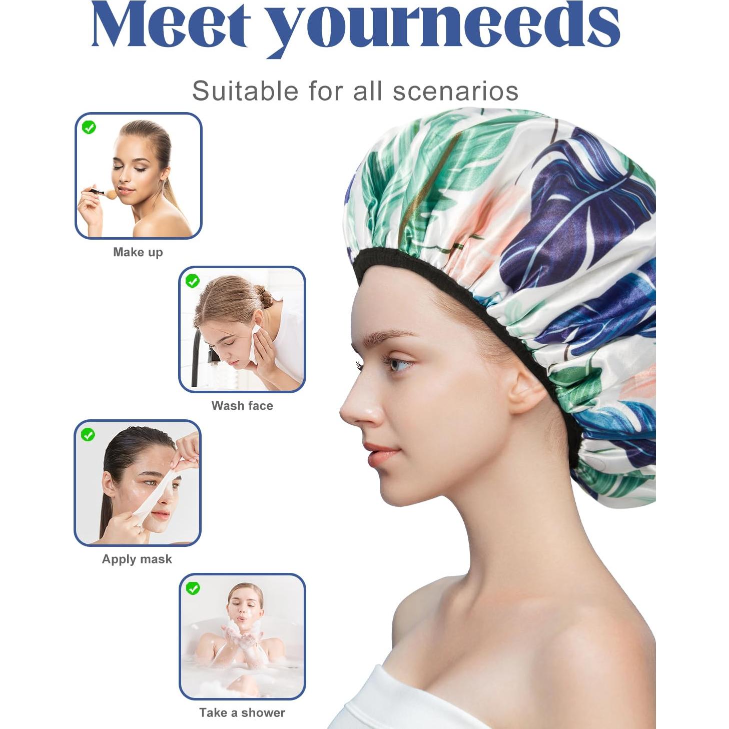 Gorro de Ducha Auban Grande Impermeable 3 Capas Toalla