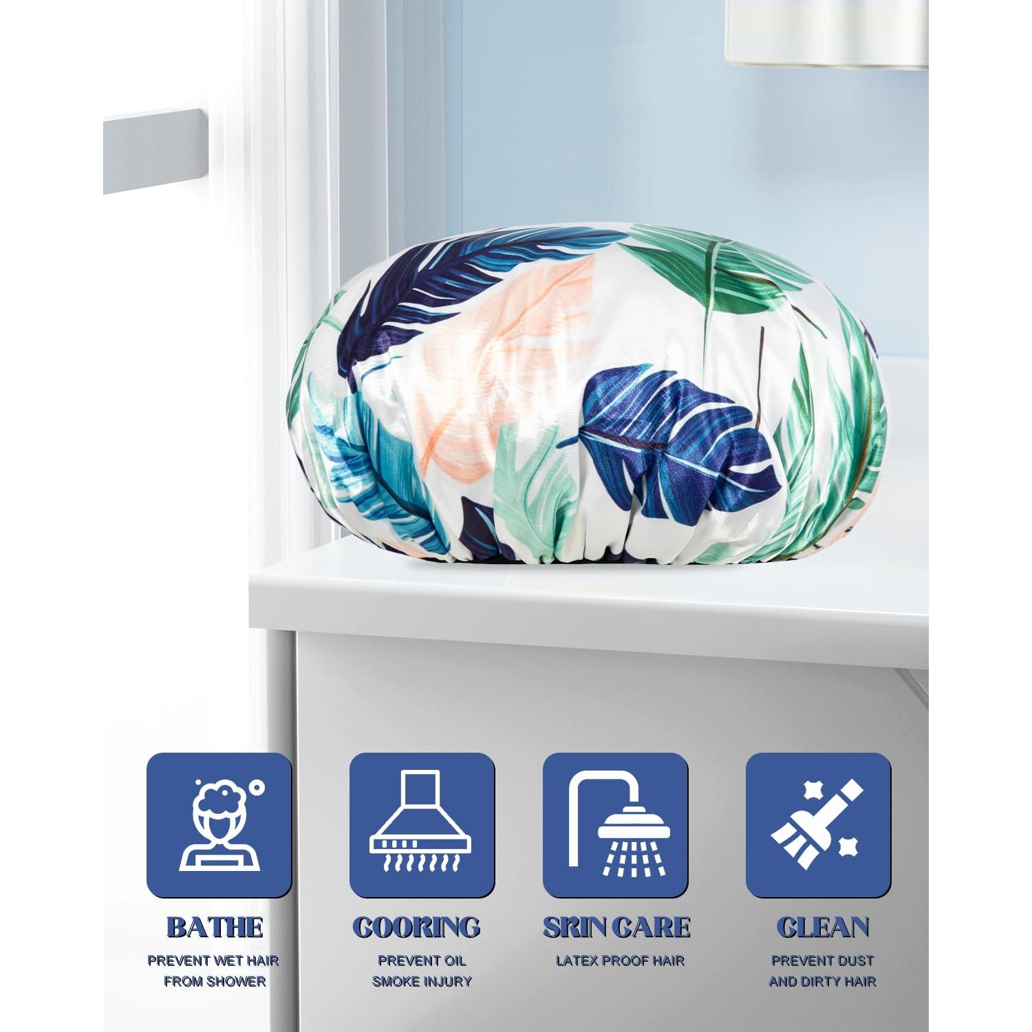 Gorro de Ducha Auban Grande Impermeable 3 Capas Toalla