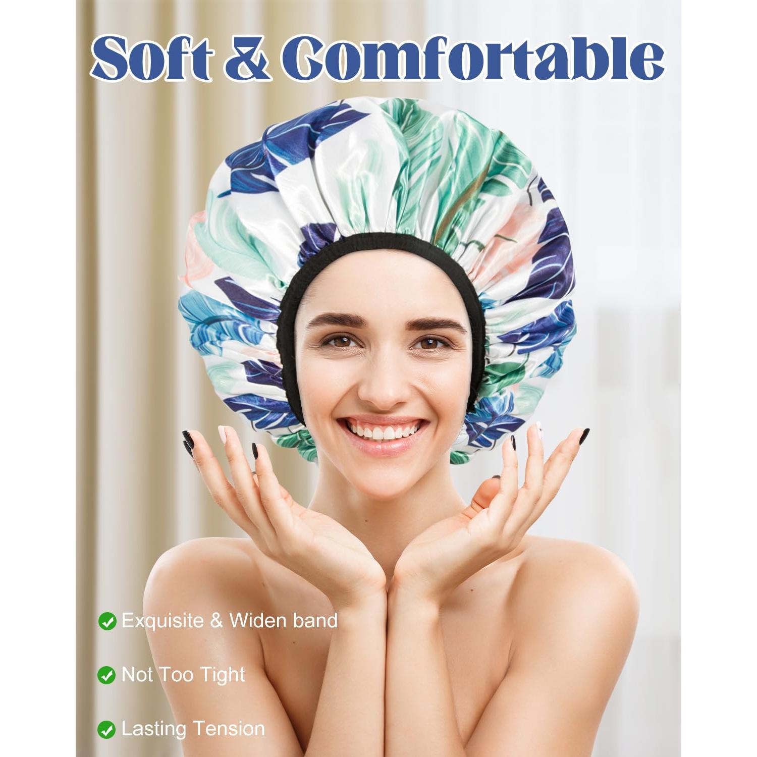 Gorro de Ducha Auban Grande Impermeable 3 Capas Toalla