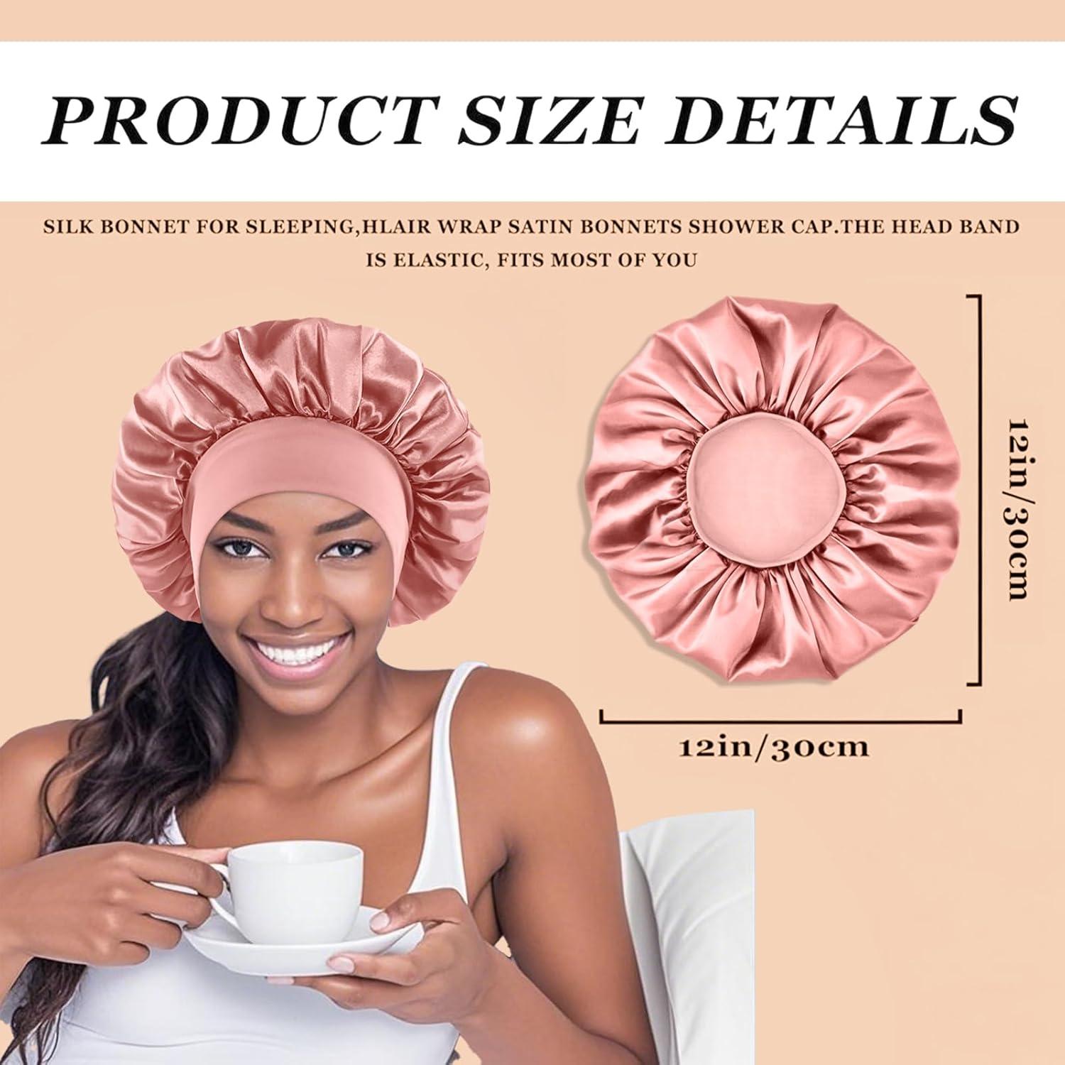 4 Bonetes de Seda Satinada FIRSTPELLA para Dormir - Gorro de Cabello