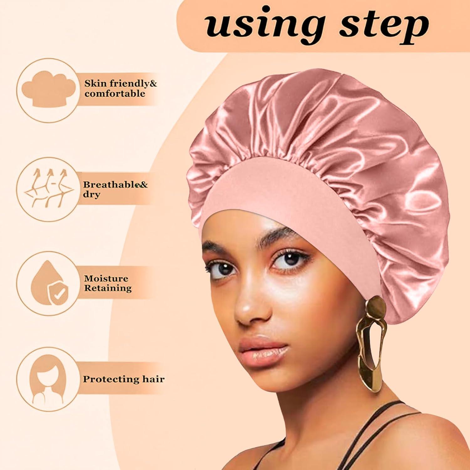 4 Bonetes de Seda Satinada FIRSTPELLA para Dormir - Gorro de Cabello