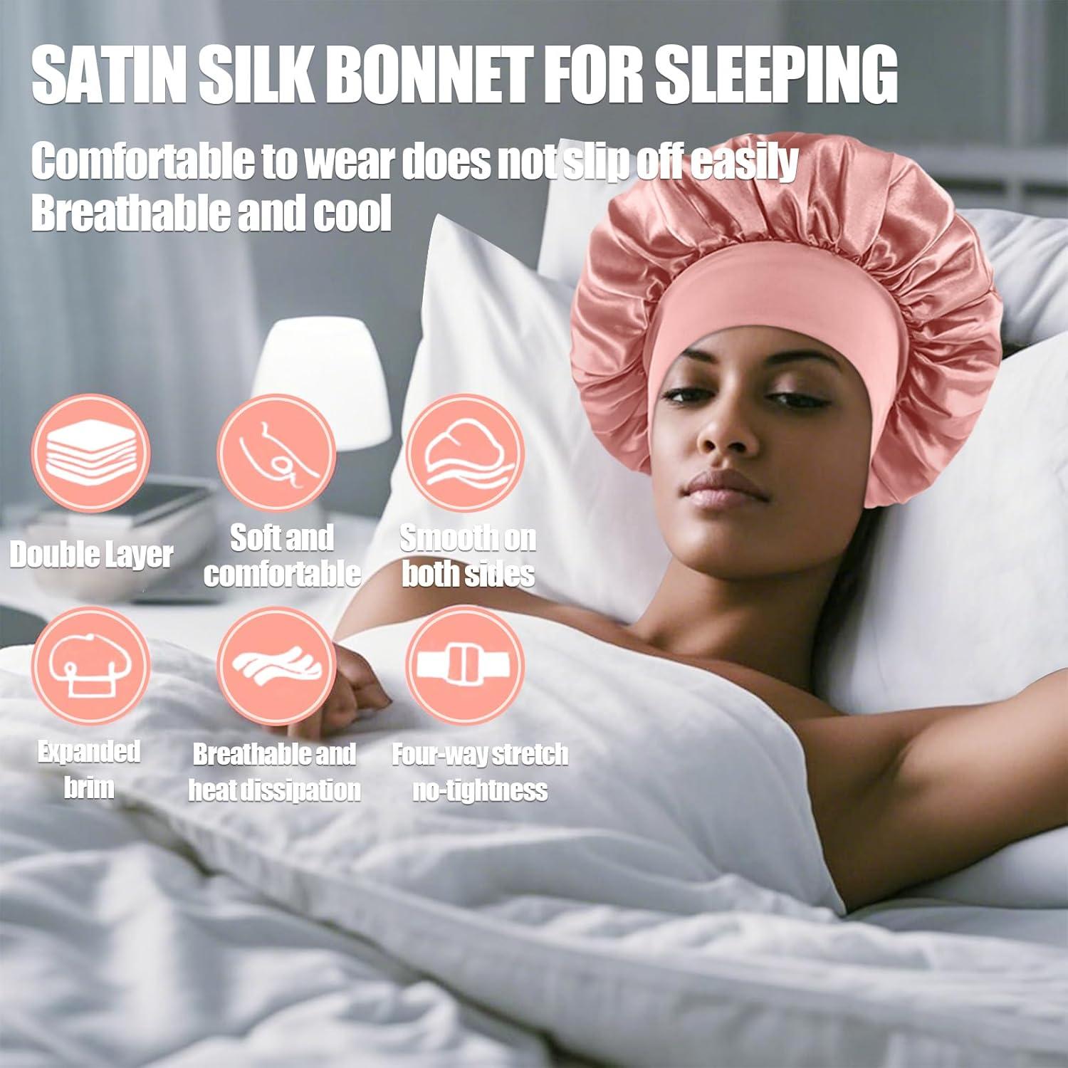 4 Bonetes de Seda Satinada FIRSTPELLA para Dormir - Gorro de Cabello
