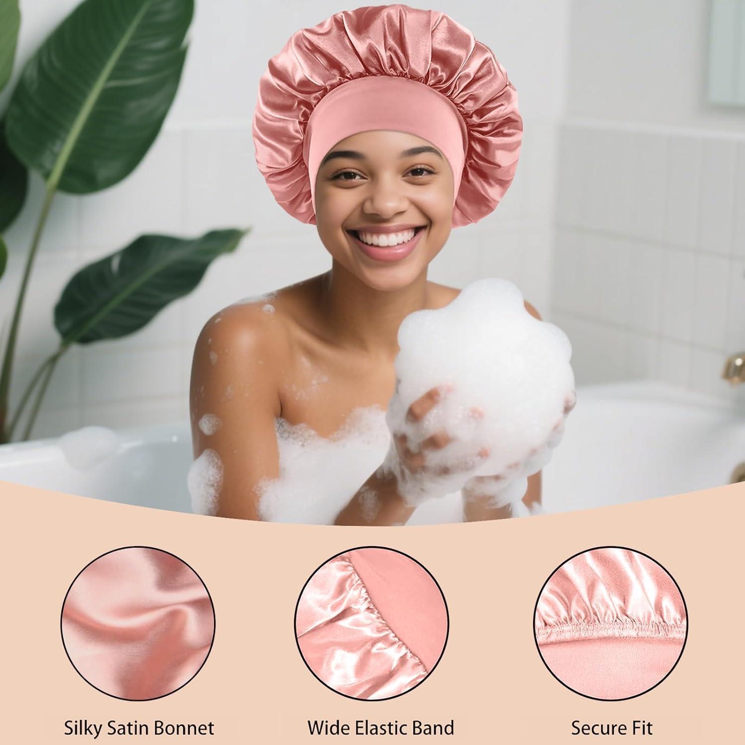 4 Bonetes de Seda Satinada FIRSTPELLA para Dormir - Gorro de Cabello