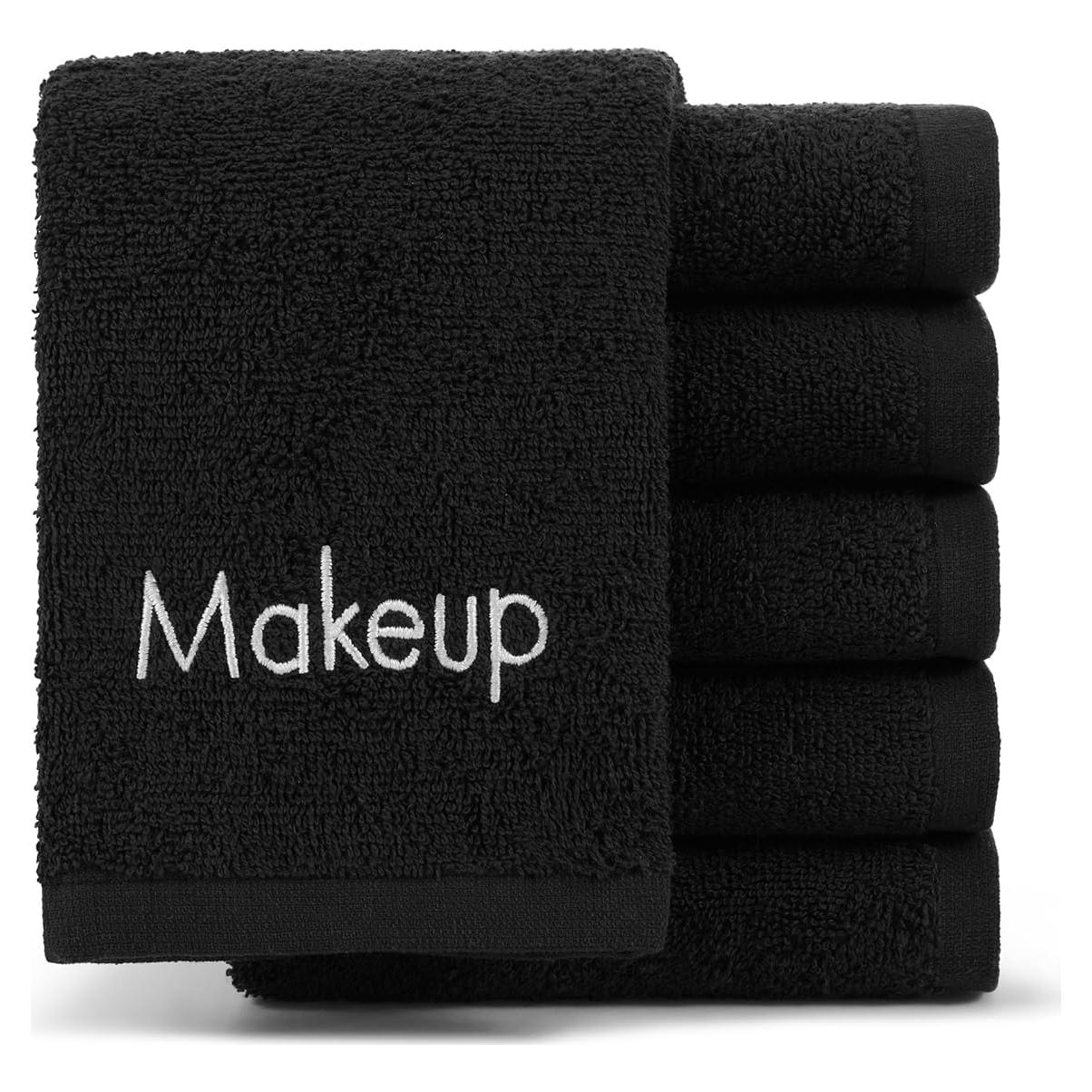 Toallas de Maquillaje Arkwright - 6 Paños de Algodón 33x33 cm Negros