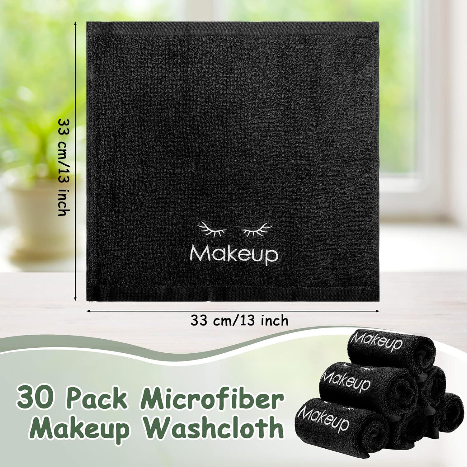 30 Toallas de Maquillaje Microfibra Negras Vabean 33x33 cm