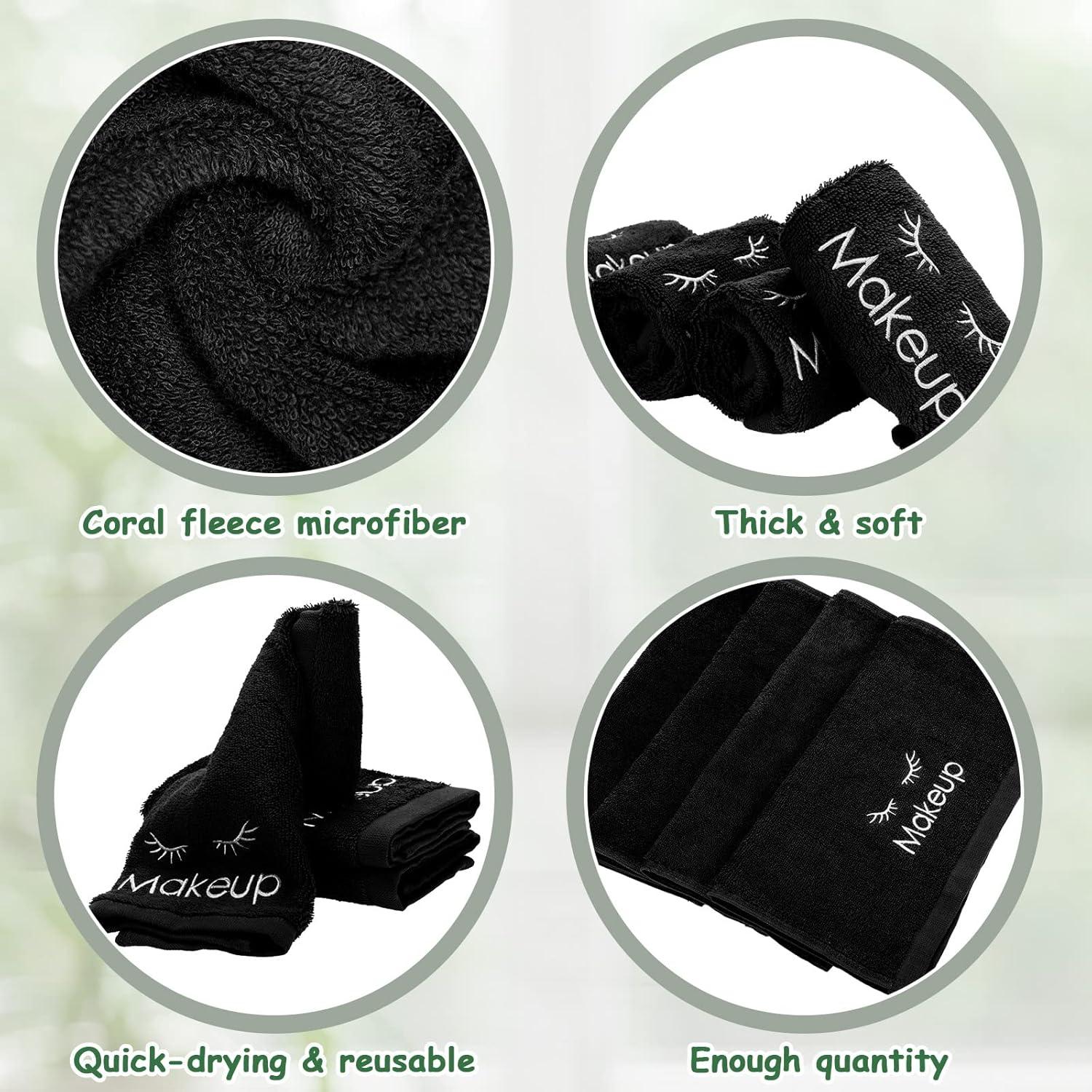 30 Toallas de Maquillaje Microfibra Negras Vabean 33x33 cm