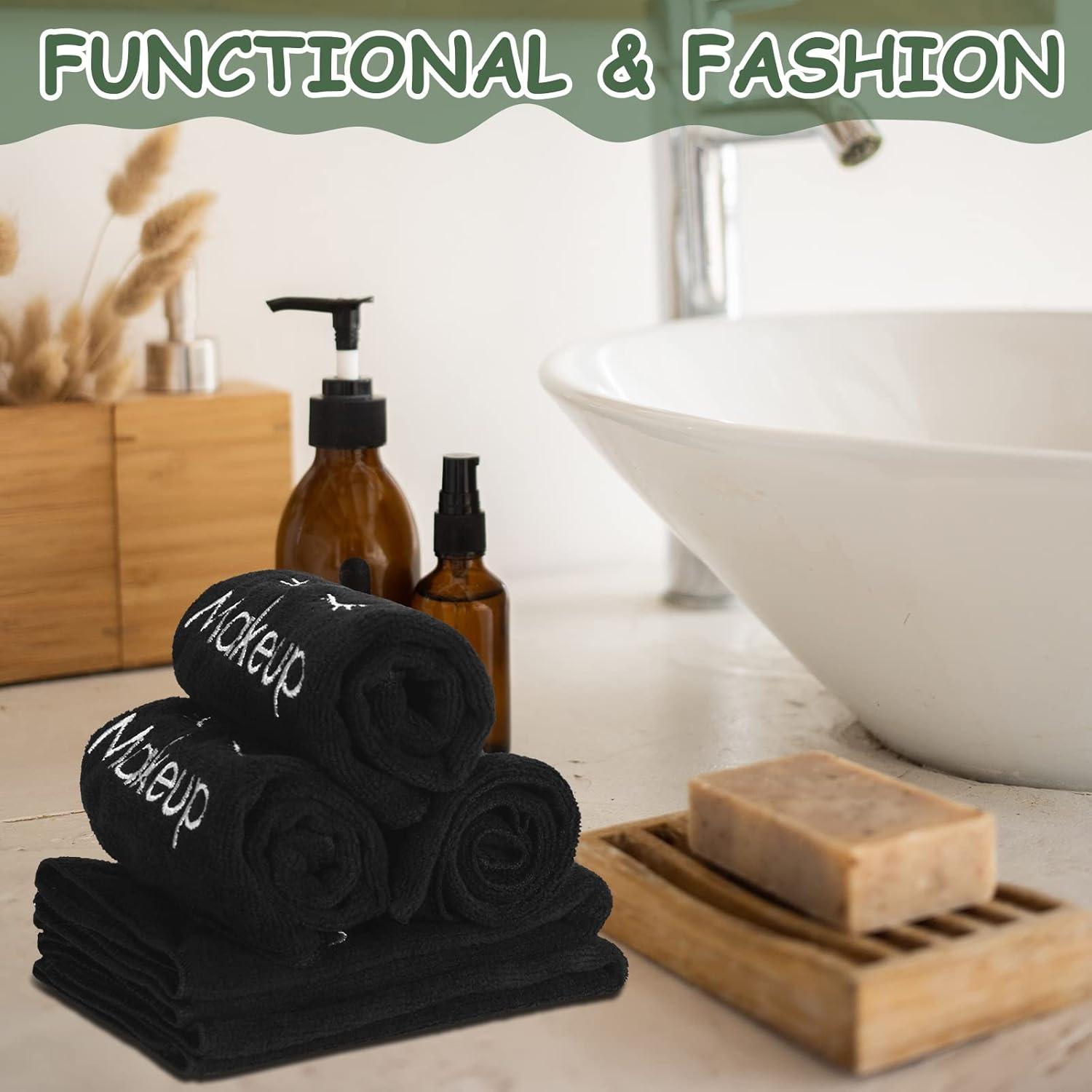 30 Toallas de Maquillaje Microfibra Negras Vabean 33x33 cm