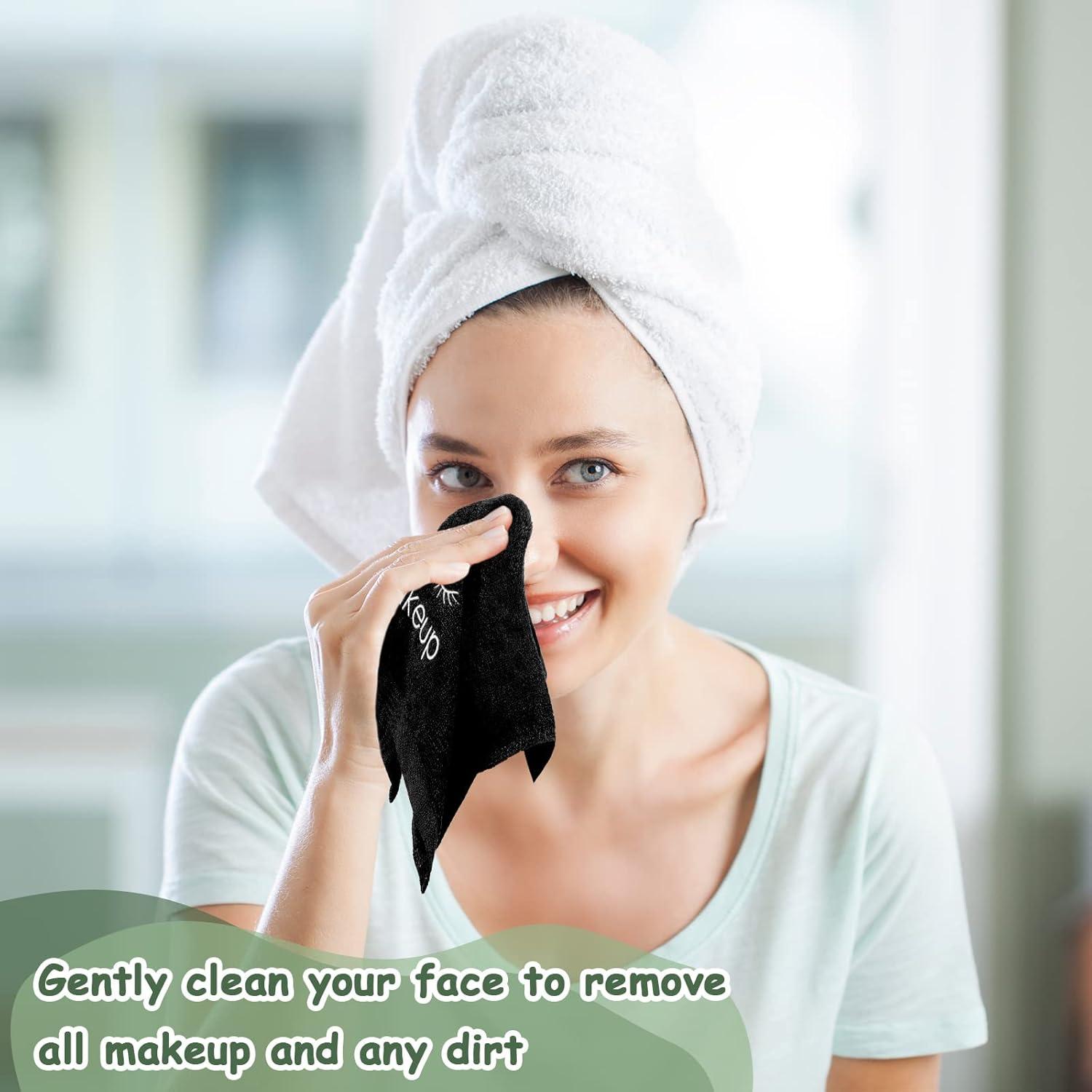 30 Toallas de Maquillaje Microfibra Negras Vabean 33x33 cm