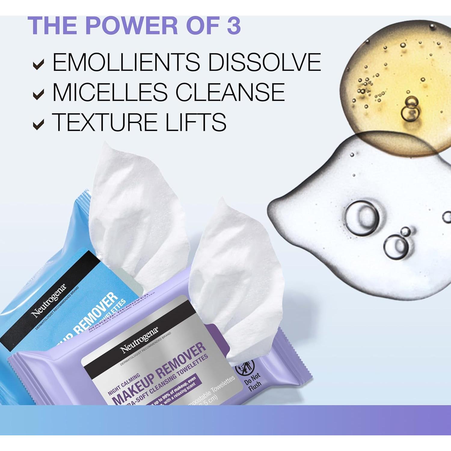 Toallitas Faciales Limpiadoras Neutrogena - 3 Paquetes de 25