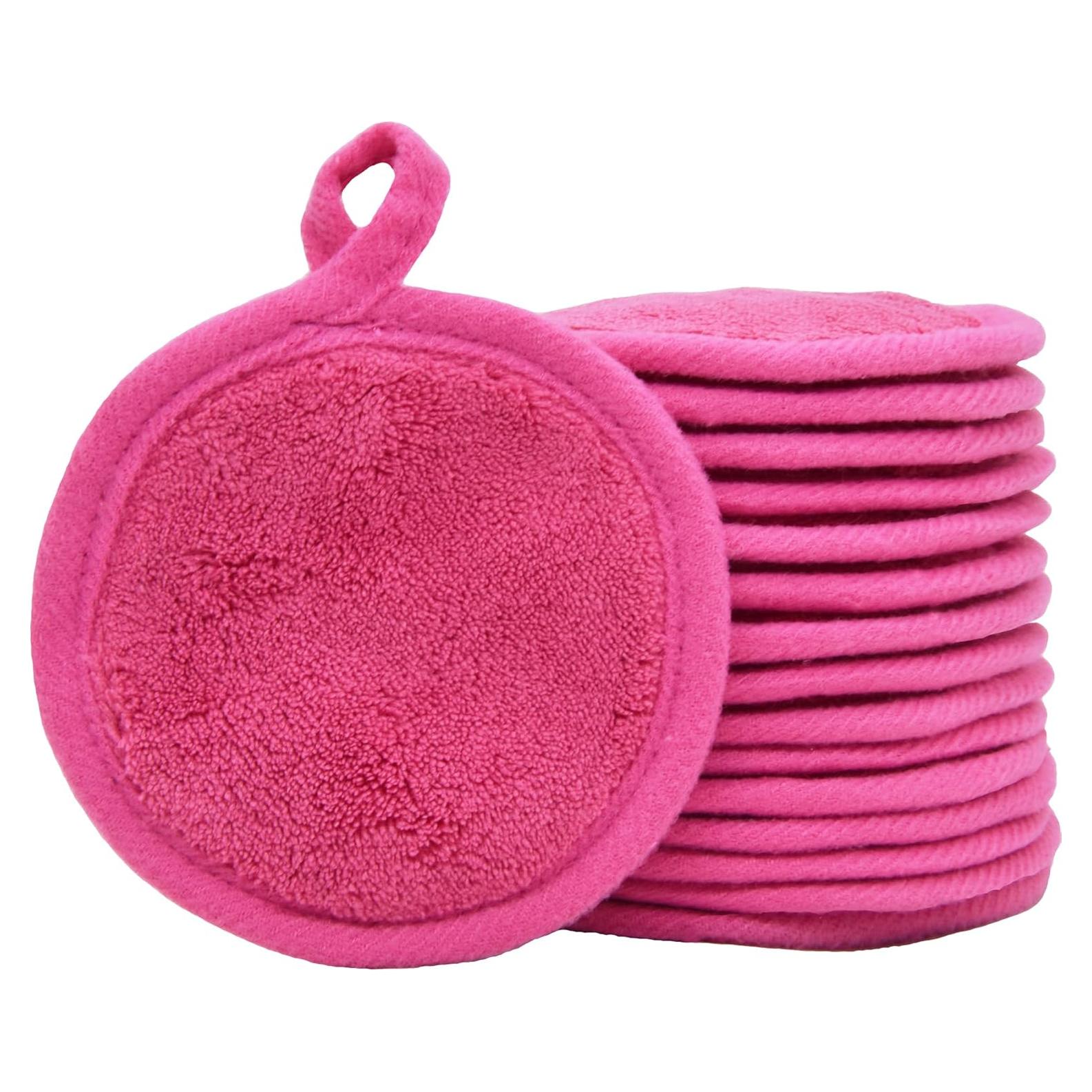 Discos Desmaquillantes Reutilizables BloomSesame 16 Unidades Microfibra Rosa