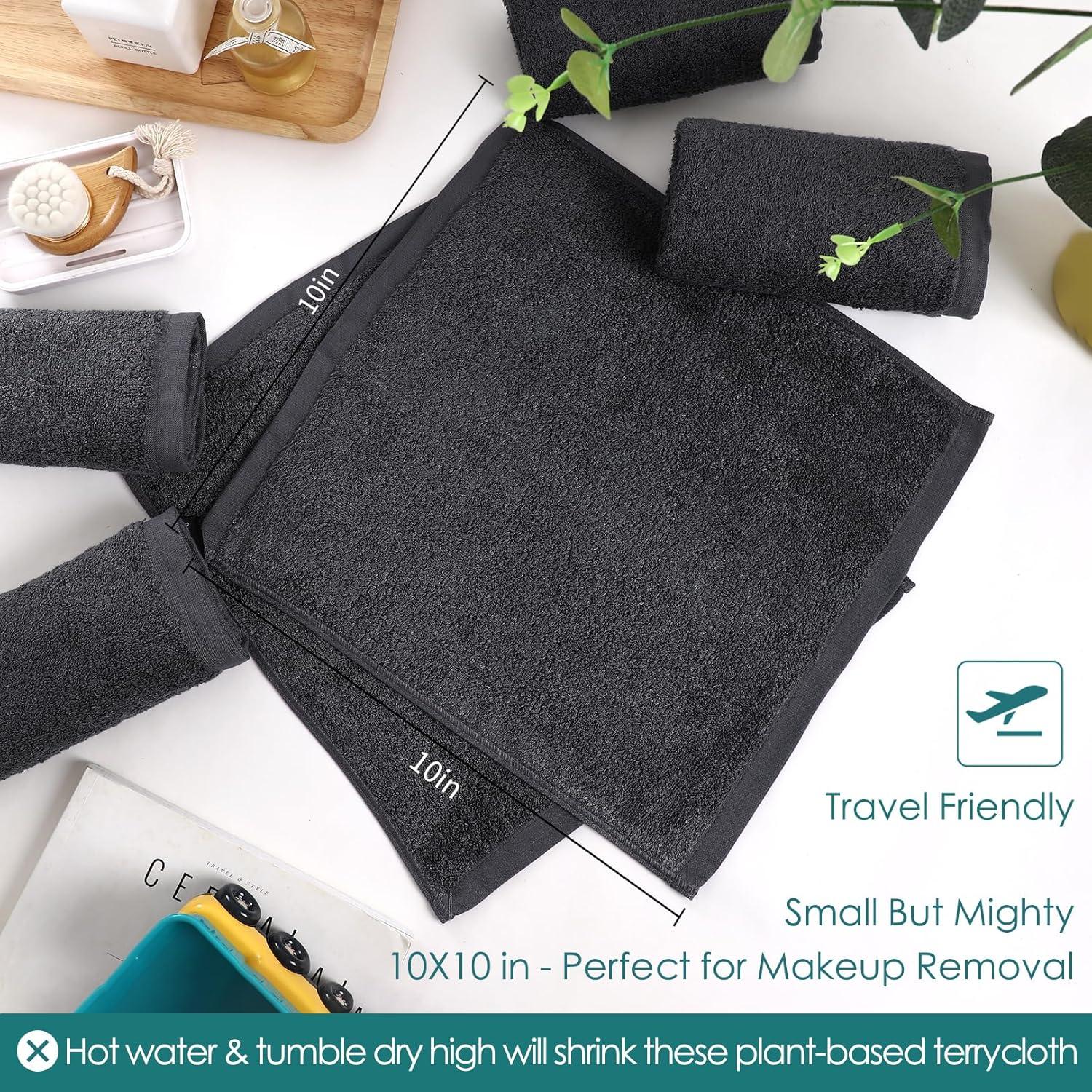 Paquete de 6 Toallas de Lavado Jeffsun 100% Rayón Gris 25.4 cm