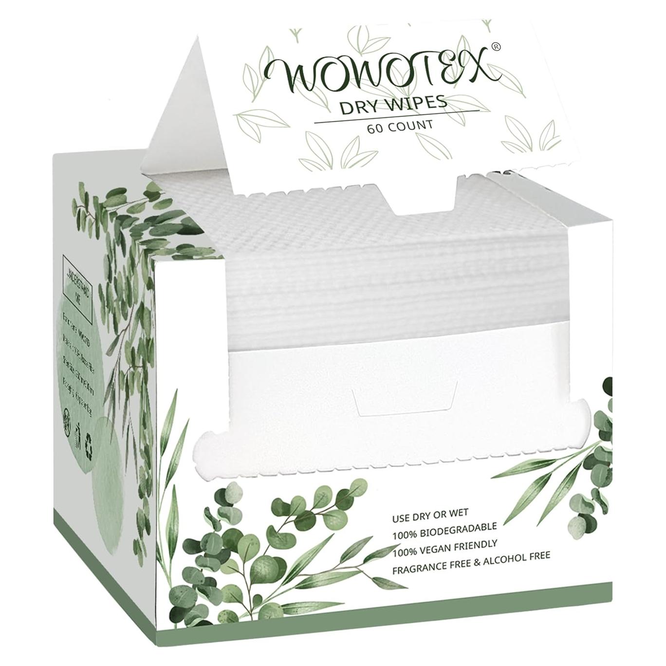 Toallas Faciales Desechables WOWOTEX 60 Piezas 25.4x30.5cm