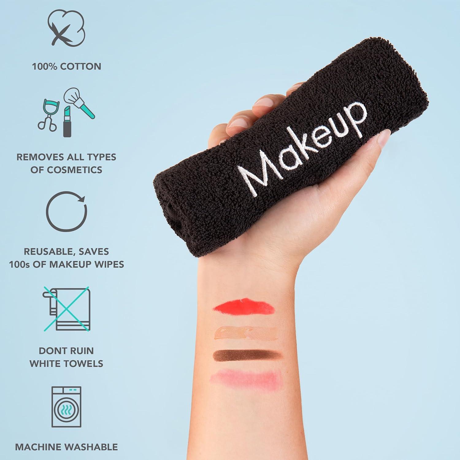 Toallas de Maquillaje Arkwright - 6 Piezas 28x43 cm Algodón Negro