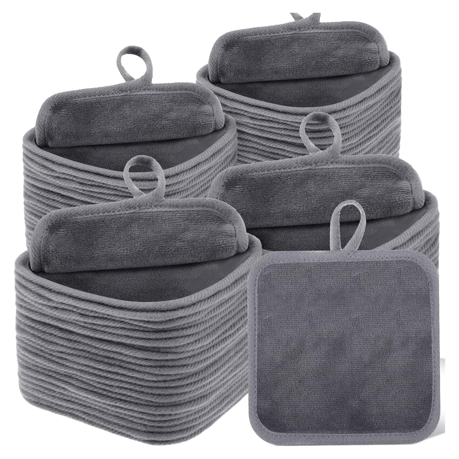 32 Paños Desmaquillantes Reutilizables Microfibra Moukeren Gris 12.7x12.7cm