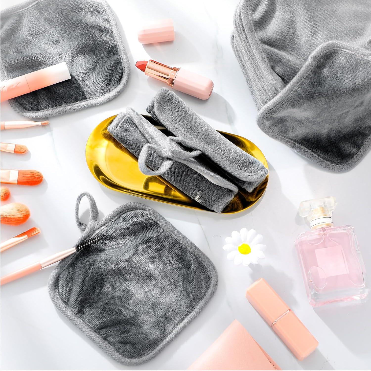 32 Paños Desmaquillantes Reutilizables Microfibra Moukeren Gris 12.7x12.7cm