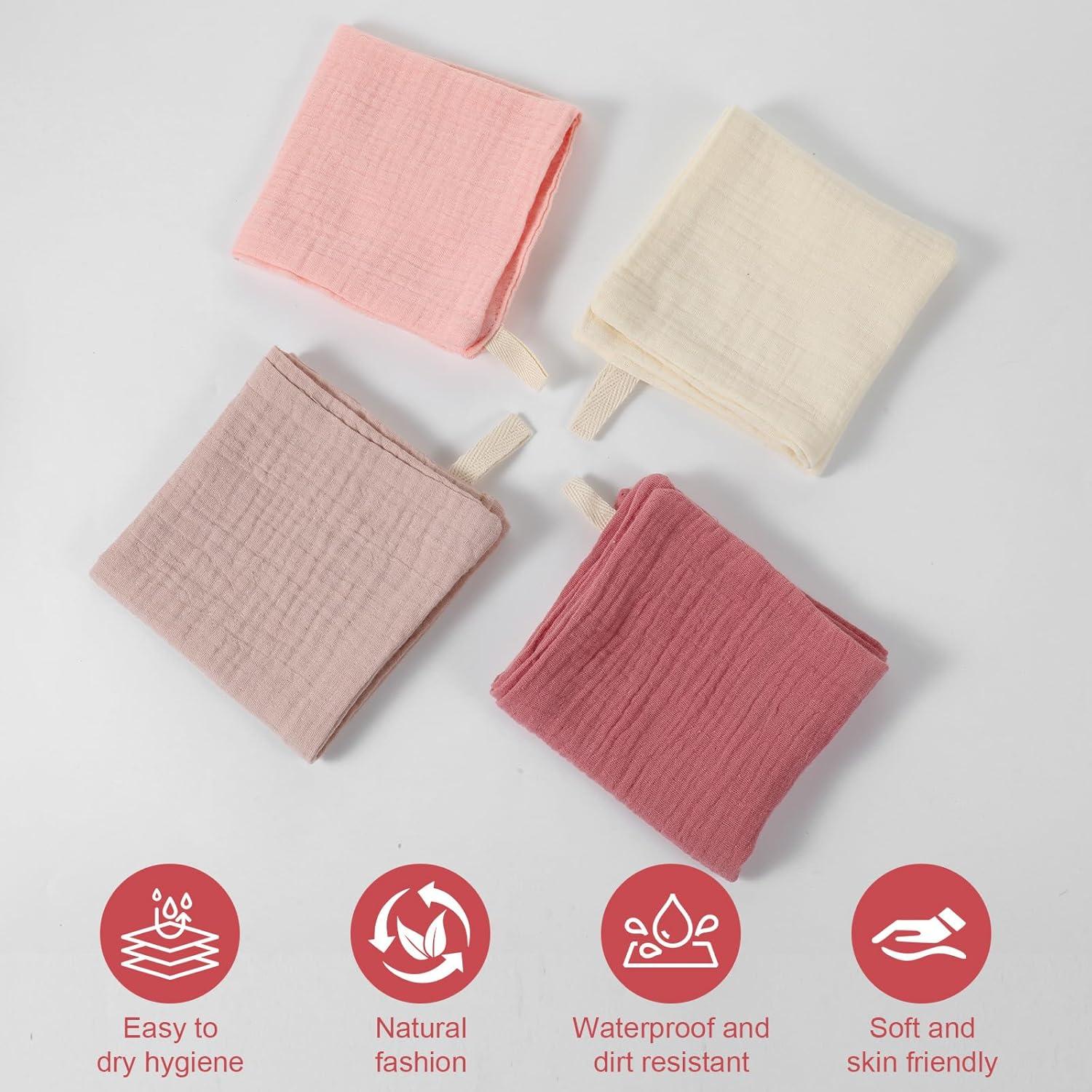 Paquete de 4 Toallas Faciales Reutilizables Qianyu 23x23 cm