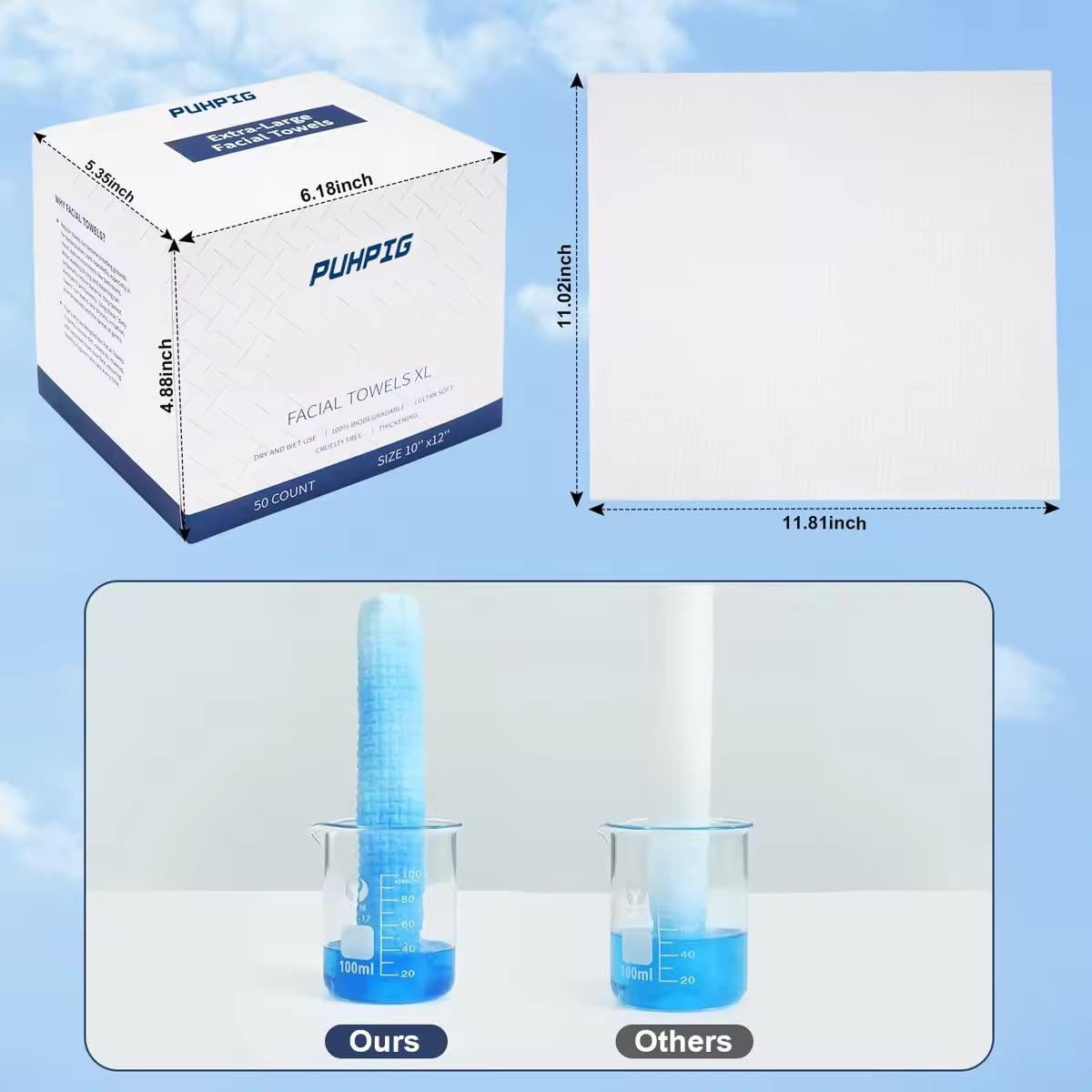 Toallas desechables para cara 100% biobasadas Hengjia 50 Ct