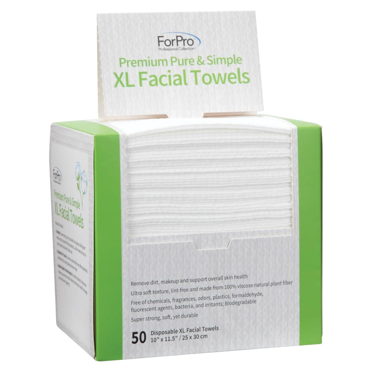 Toallas Faciales XL ForPro - 50 Unidades Biodegradables Veganas