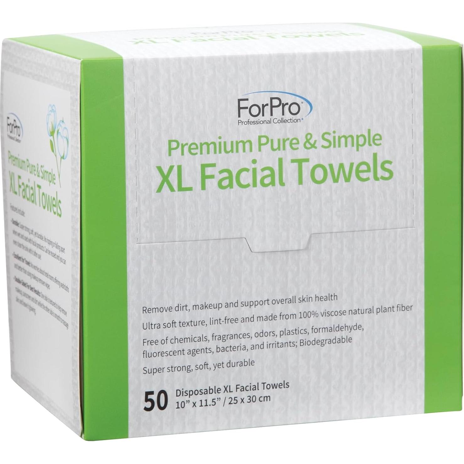 Toallas Faciales XL ForPro - 50 Unidades Biodegradables Veganas