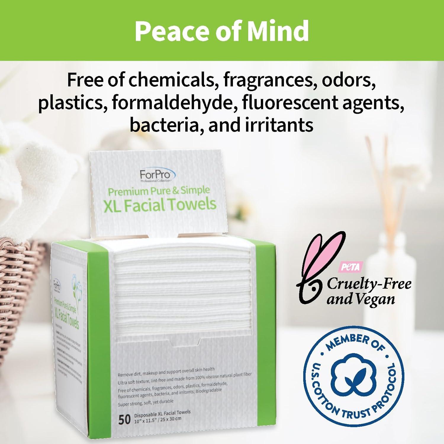 Toallas Faciales XL ForPro - 50 Unidades Biodegradables Veganas