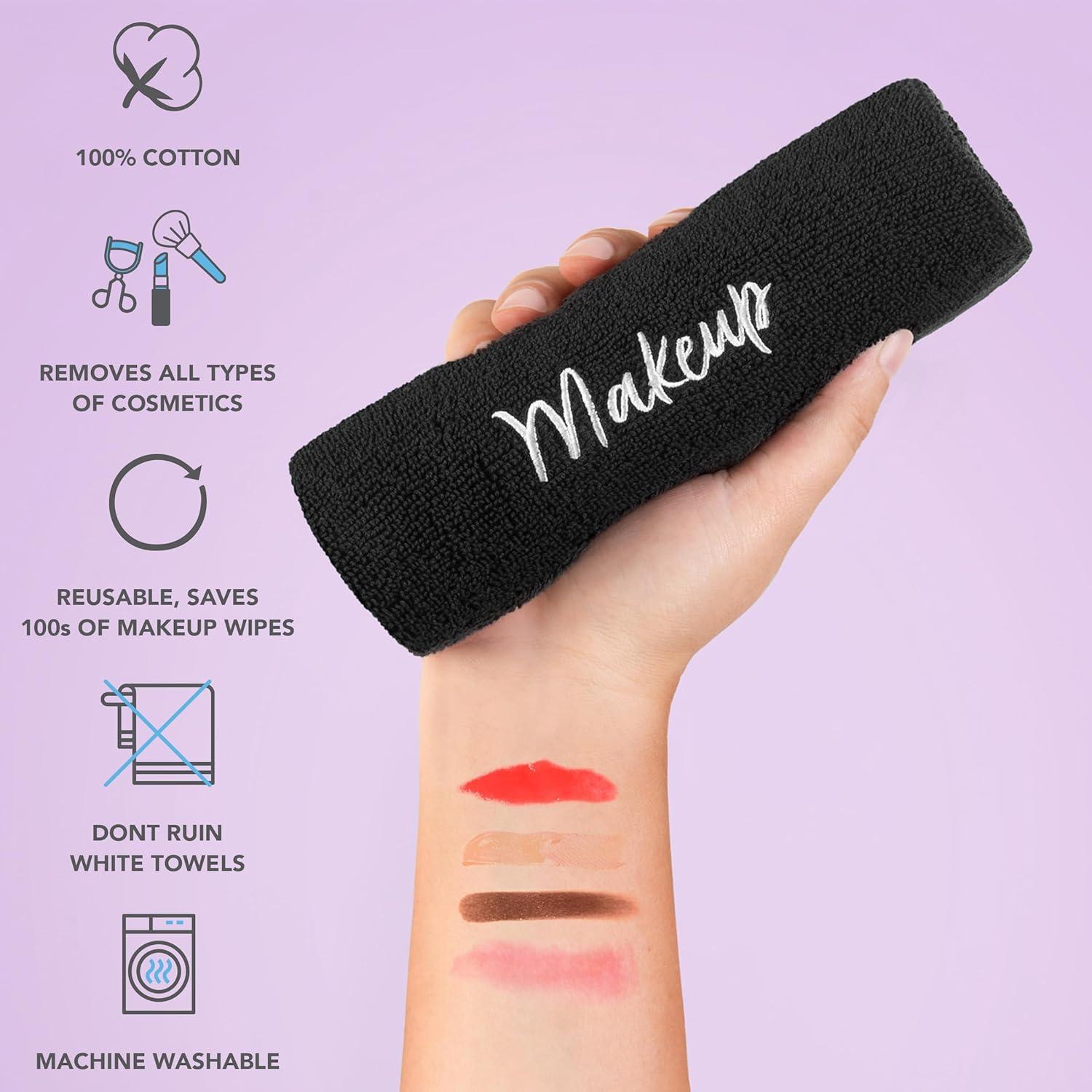 Toallas Desmaquillantes Arkwright - 6 Unidades 100% Algodón 33x33 cm Negro