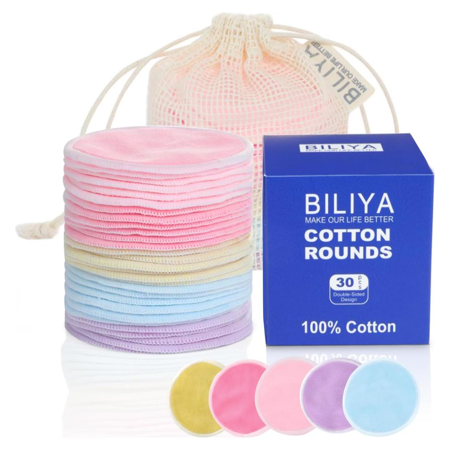 Discos Desmaquillantes Reutilizables BILIYA de Bambú 30 Unidades