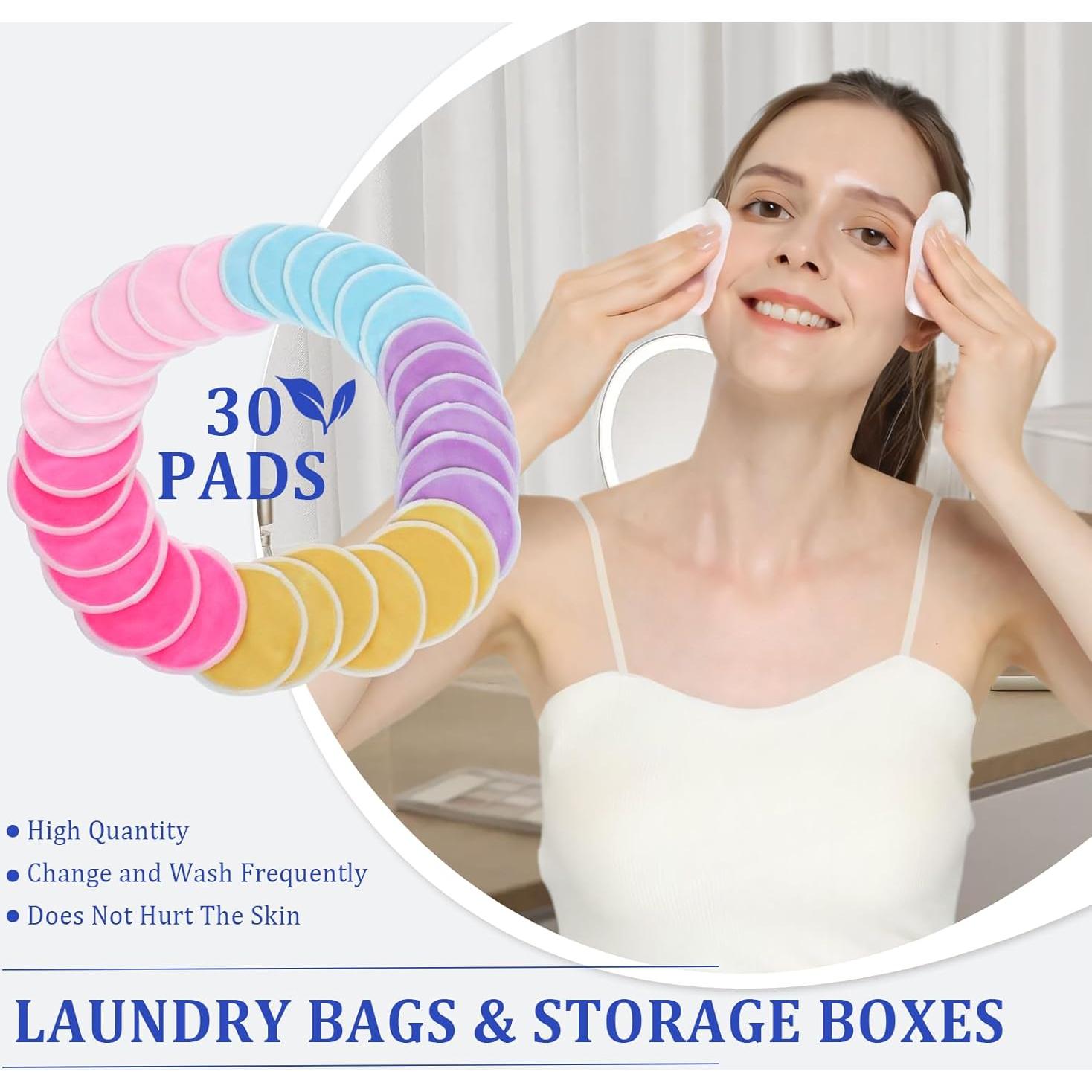 Discos Desmaquillantes Reutilizables BILIYA de Bambú 30 Unidades