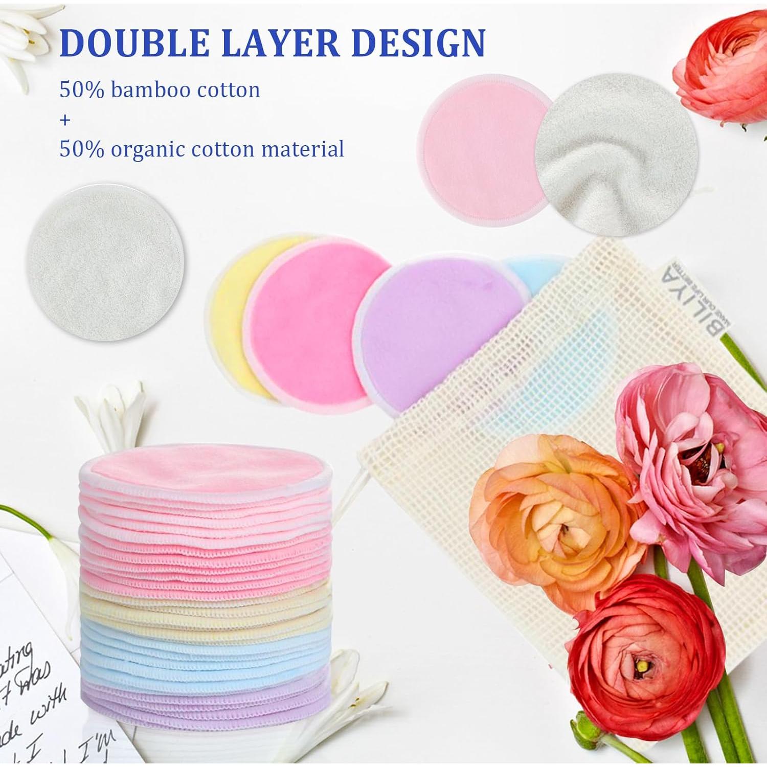 Discos Desmaquillantes Reutilizables BILIYA de Bambú 30 Unidades