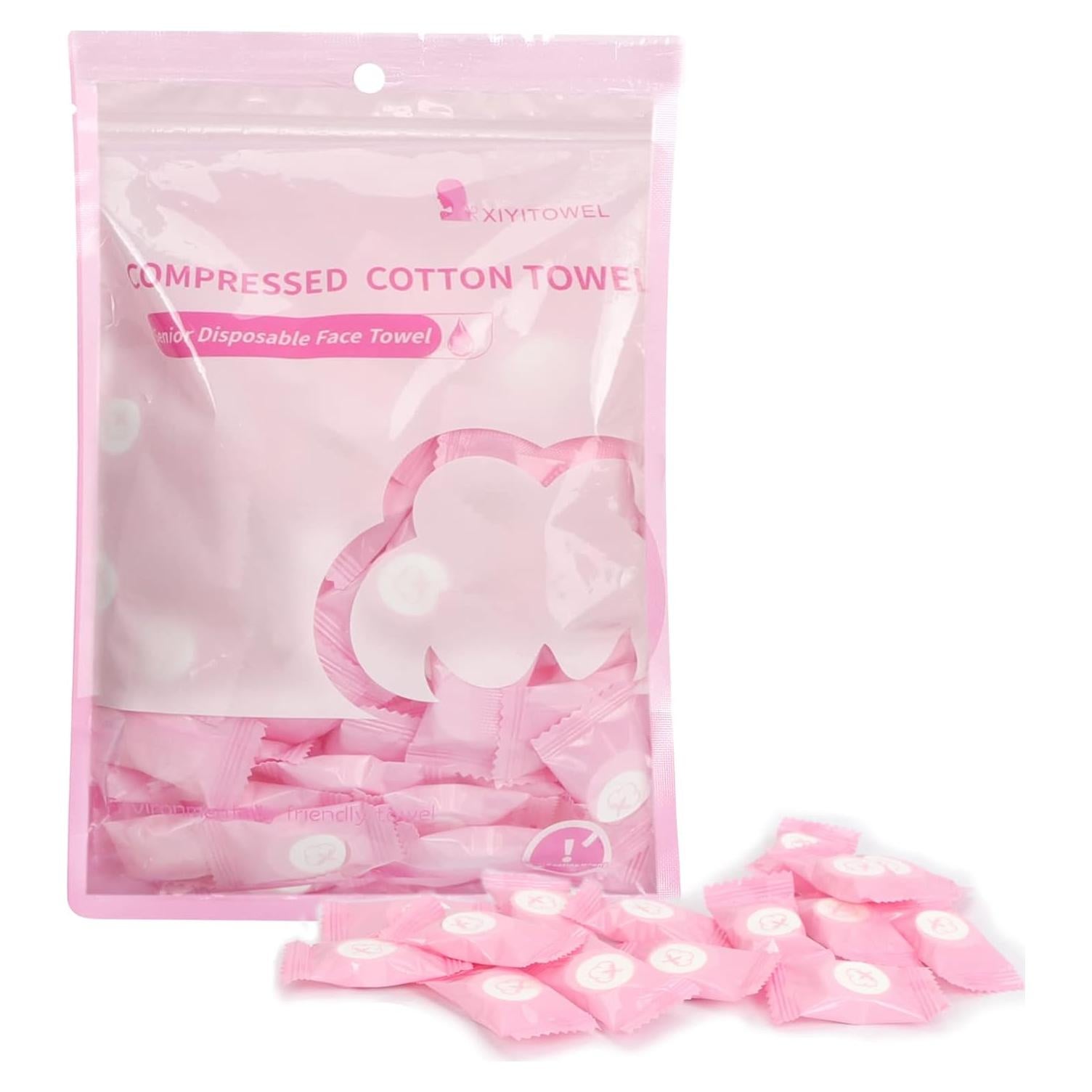 Toalla Comprimida Classycoo 100 PCS Algodón Rosa Ecológica