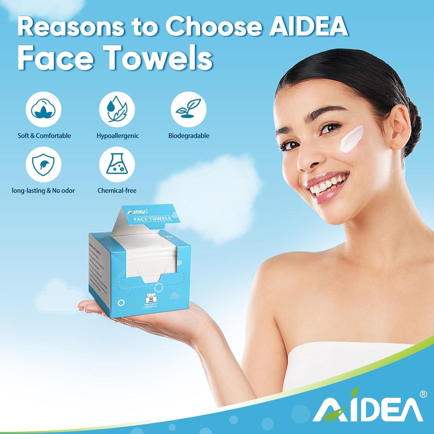 Toallas Faciales Desechables AIDEA 100 Unidades para Piel Sensible