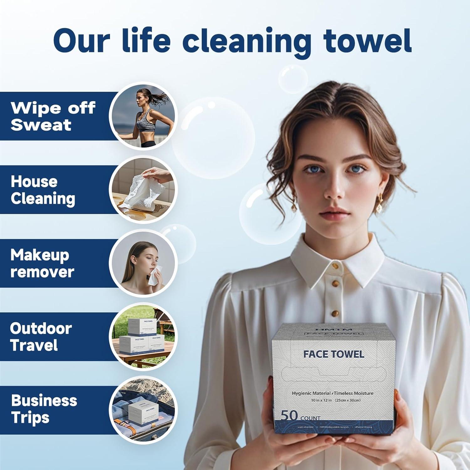 Toallas Faciales Desechables HMTM 50 Unidades 25.4x30.5cm