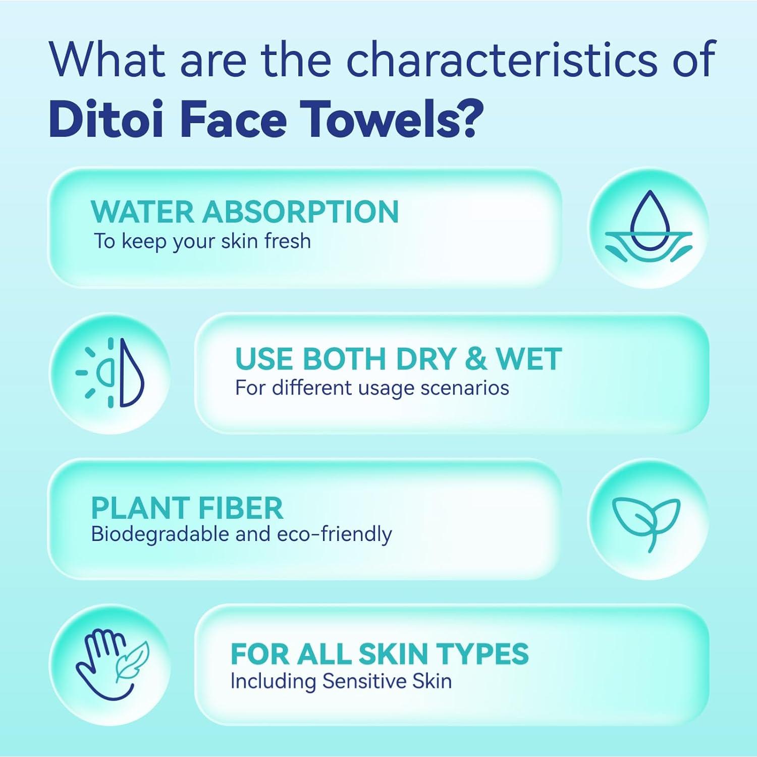 Toallas Faciales Desechables Ditoi XL 50 Pcs 25.4x30.5 cm