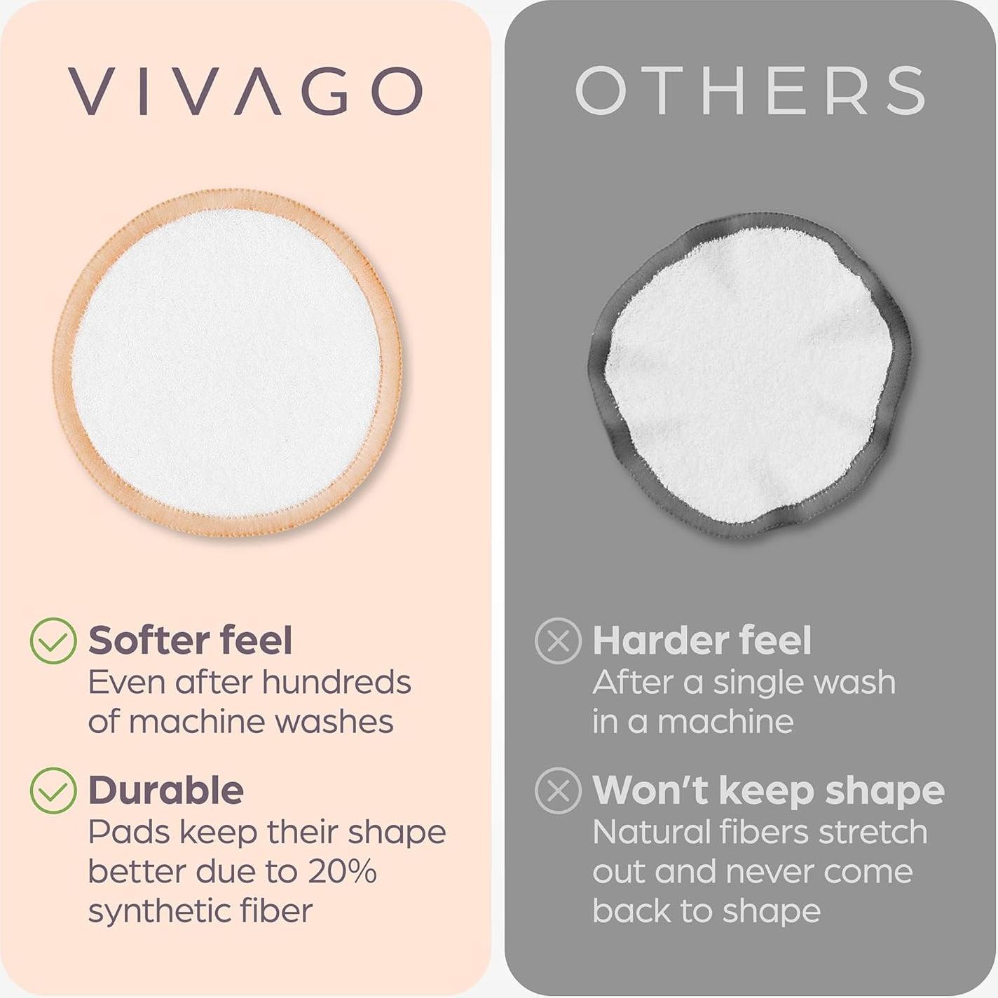 Rondas de Algodón Reutilizables VIVAGO 20 Piezas 8cm