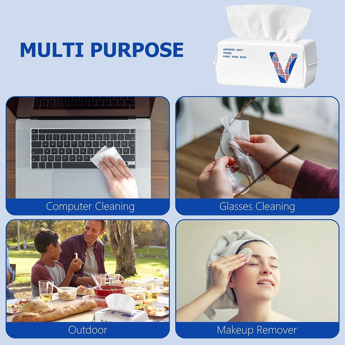 Toallas Faciales Desechables de Algodón 100 Unidades Suaves