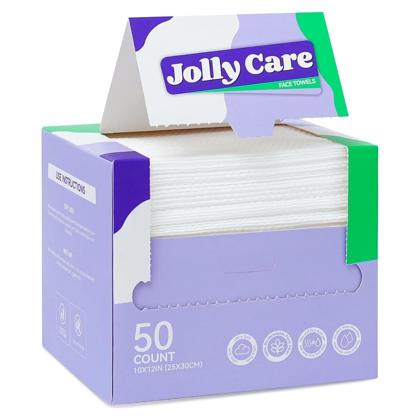 Toallas Faciales Desechables Jolly Care 50 Unidades 25.4x30.5cm
